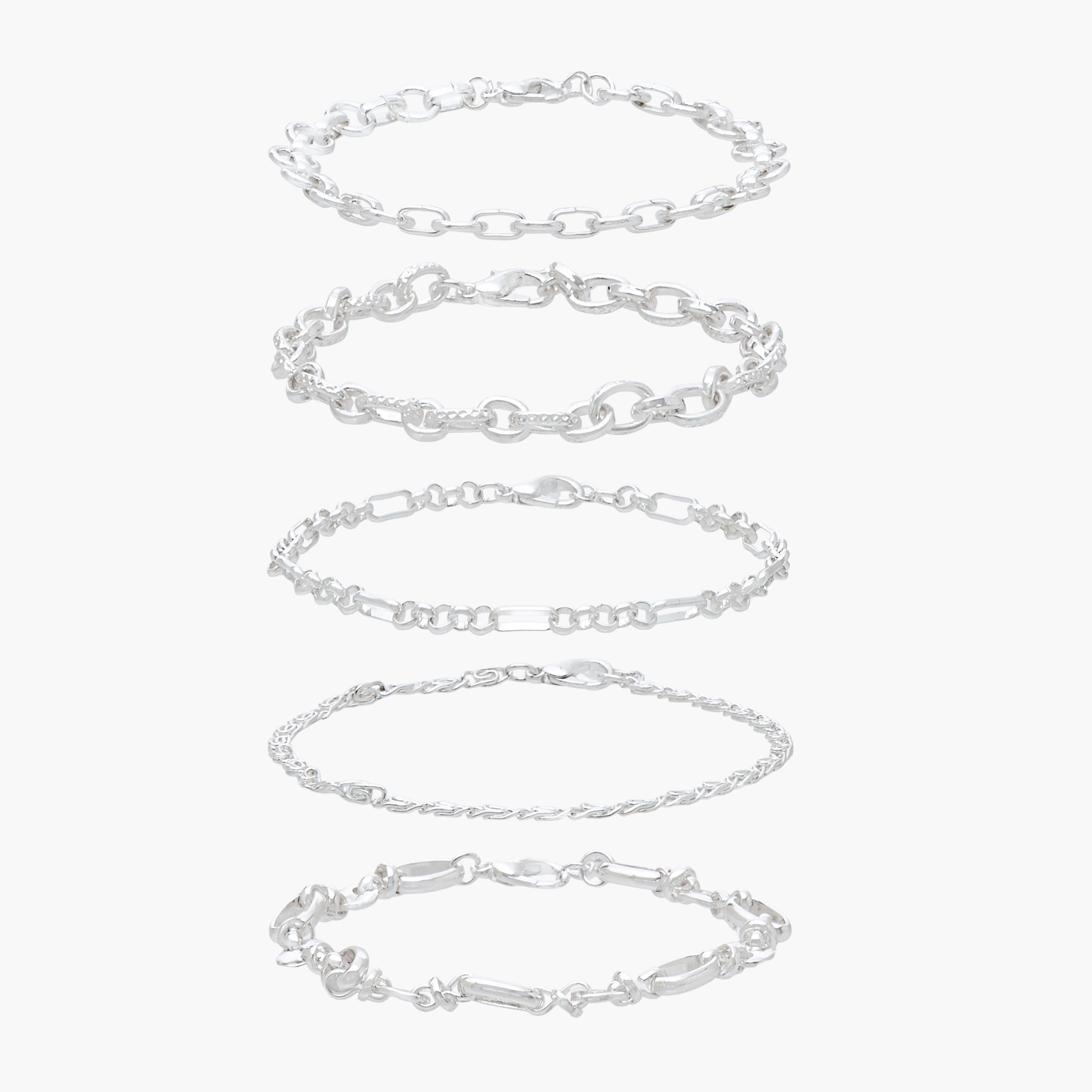 Gloo Pack of 5 Metallic Chain Bracelets-women-watchesandjewellery-jewellery-banglesandbracelets-image-1