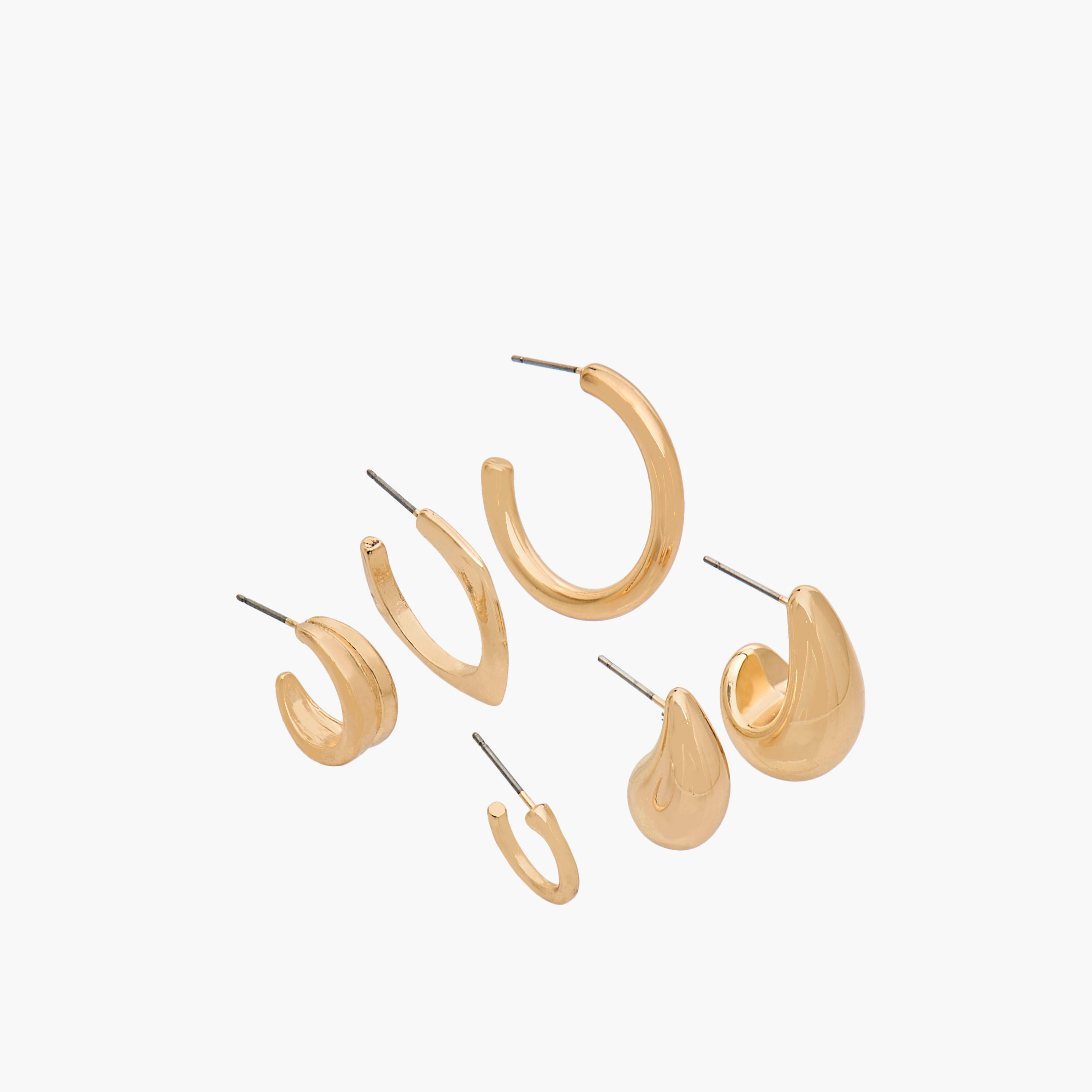 حلقان ميتاليك بمكبس إغلاق خلفي من جلو - طقم 6 أزواج-women-watchesandjewellery-jewellery-earrings-image-2