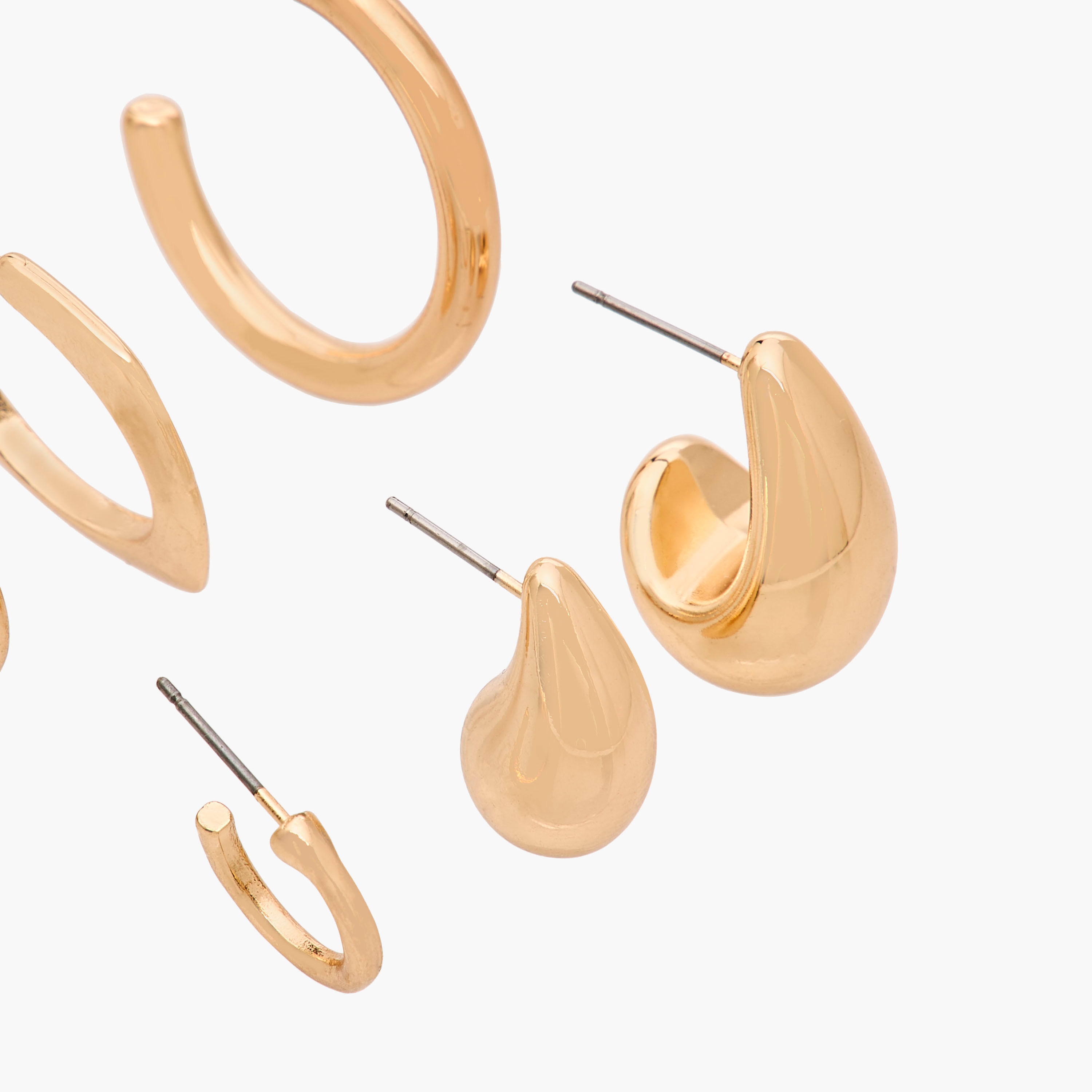 حلقان ميتاليك بمكبس إغلاق خلفي من جلو - طقم 6 أزواج-women-watchesandjewellery-jewellery-earrings-image-3