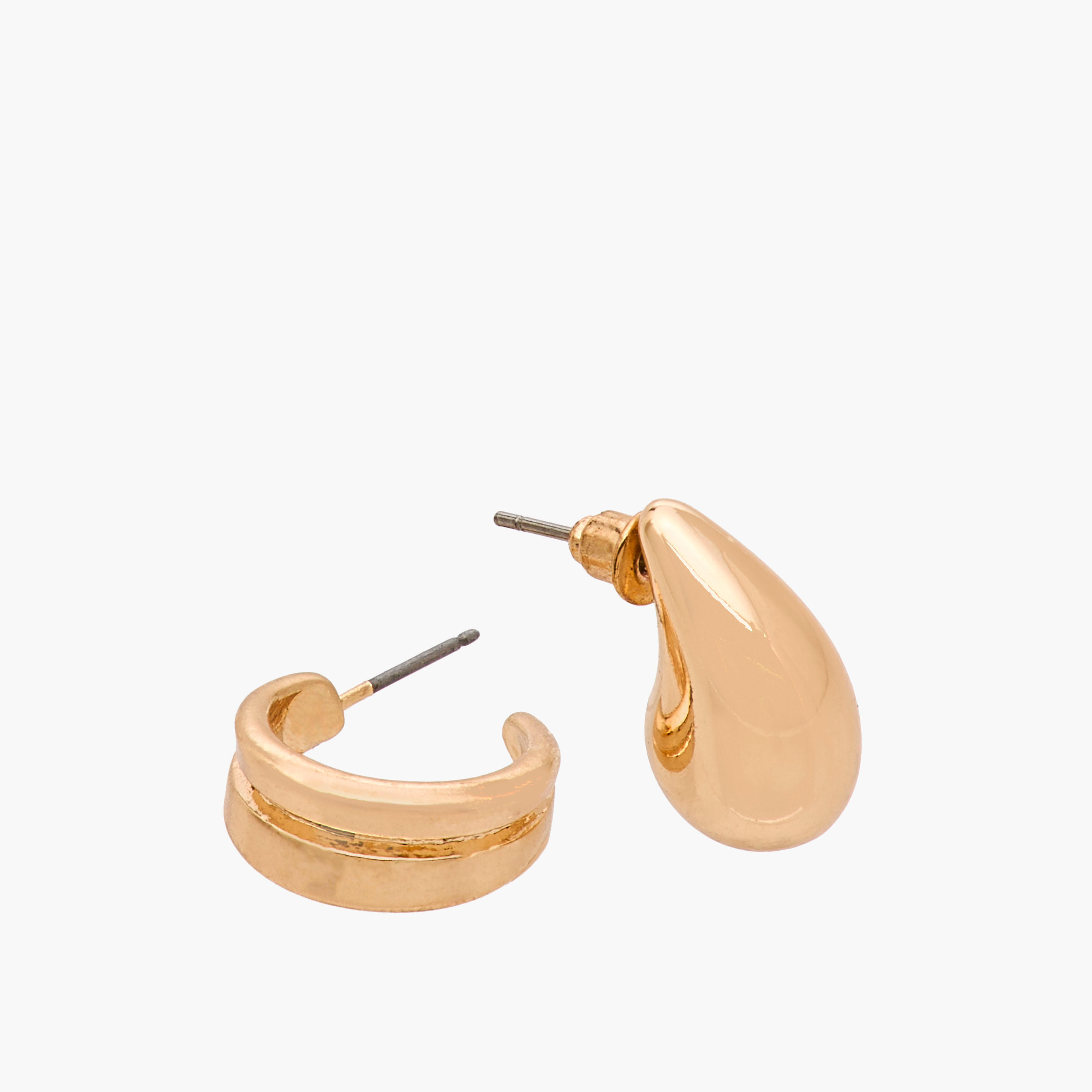 حلقان ميتاليك بمكبس إغلاق خلفي من جلو - طقم 6 أزواج-women-watchesandjewellery-jewellery-earrings-image-4