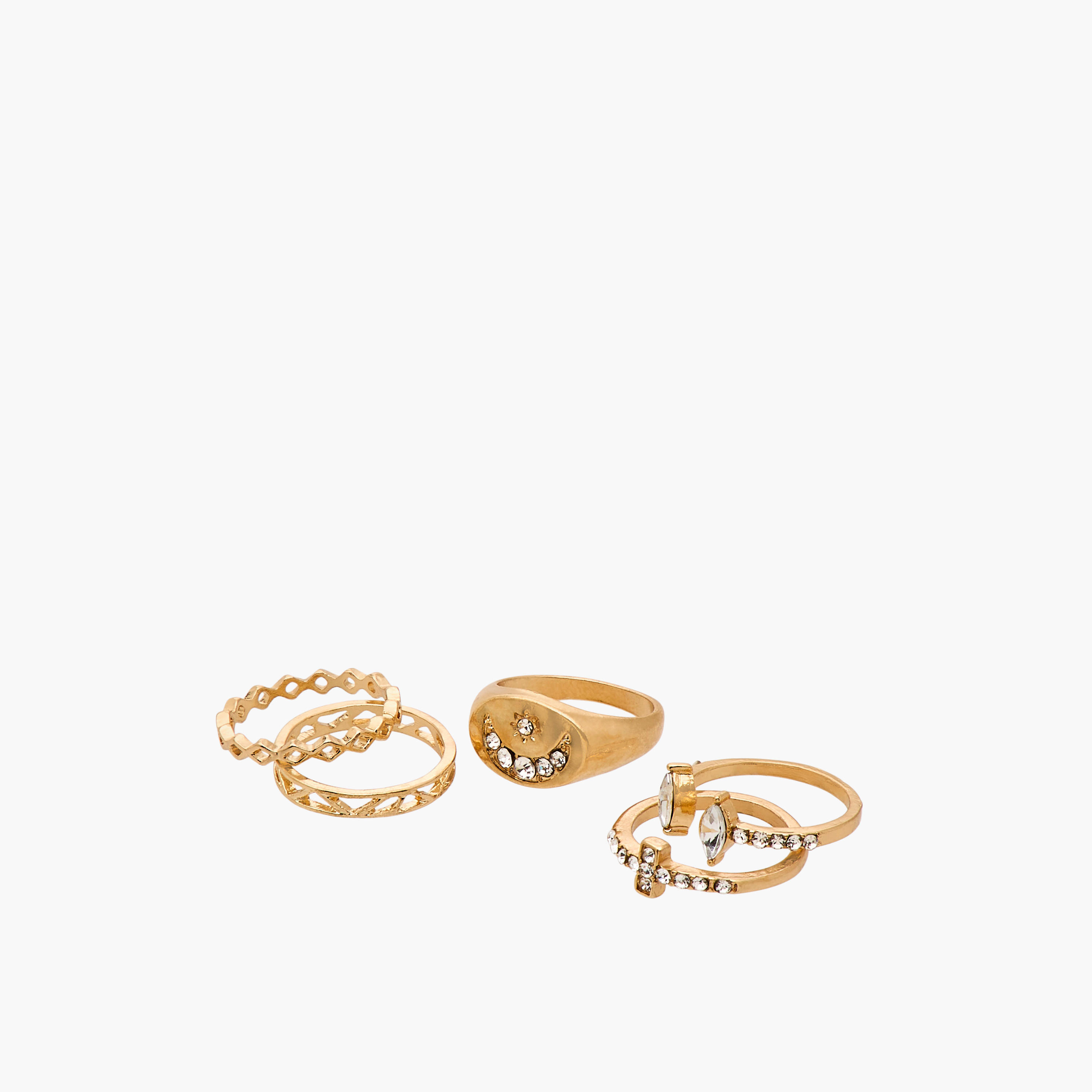 خاتم معدن مزين من جلو - مجموعة من 8 قطع-women-watchesandjewellery-jewellery-rings-image-4
