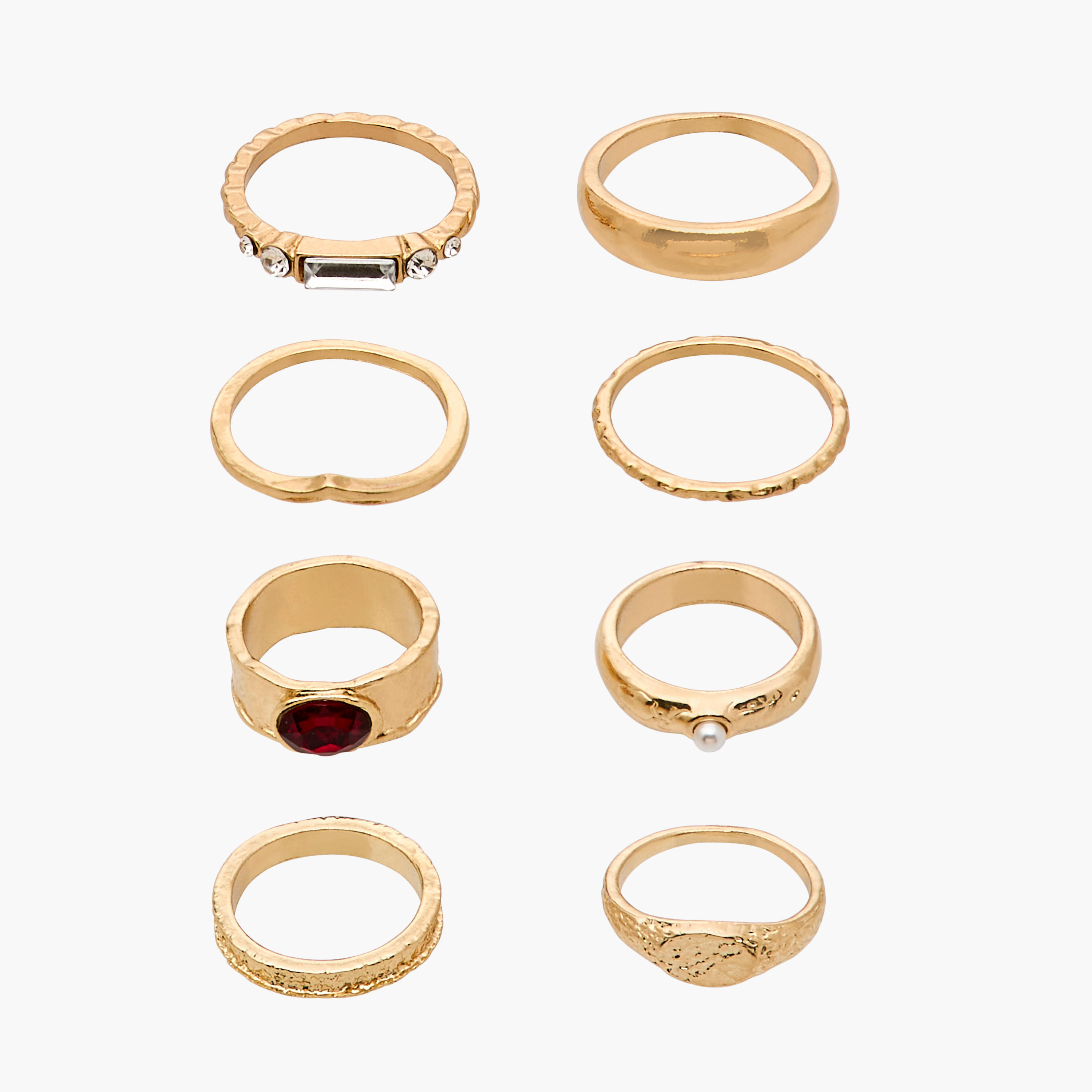 Gloo Pack of 8 Metallic Rings-women-watchesandjewellery-jewellery-rings-image-1