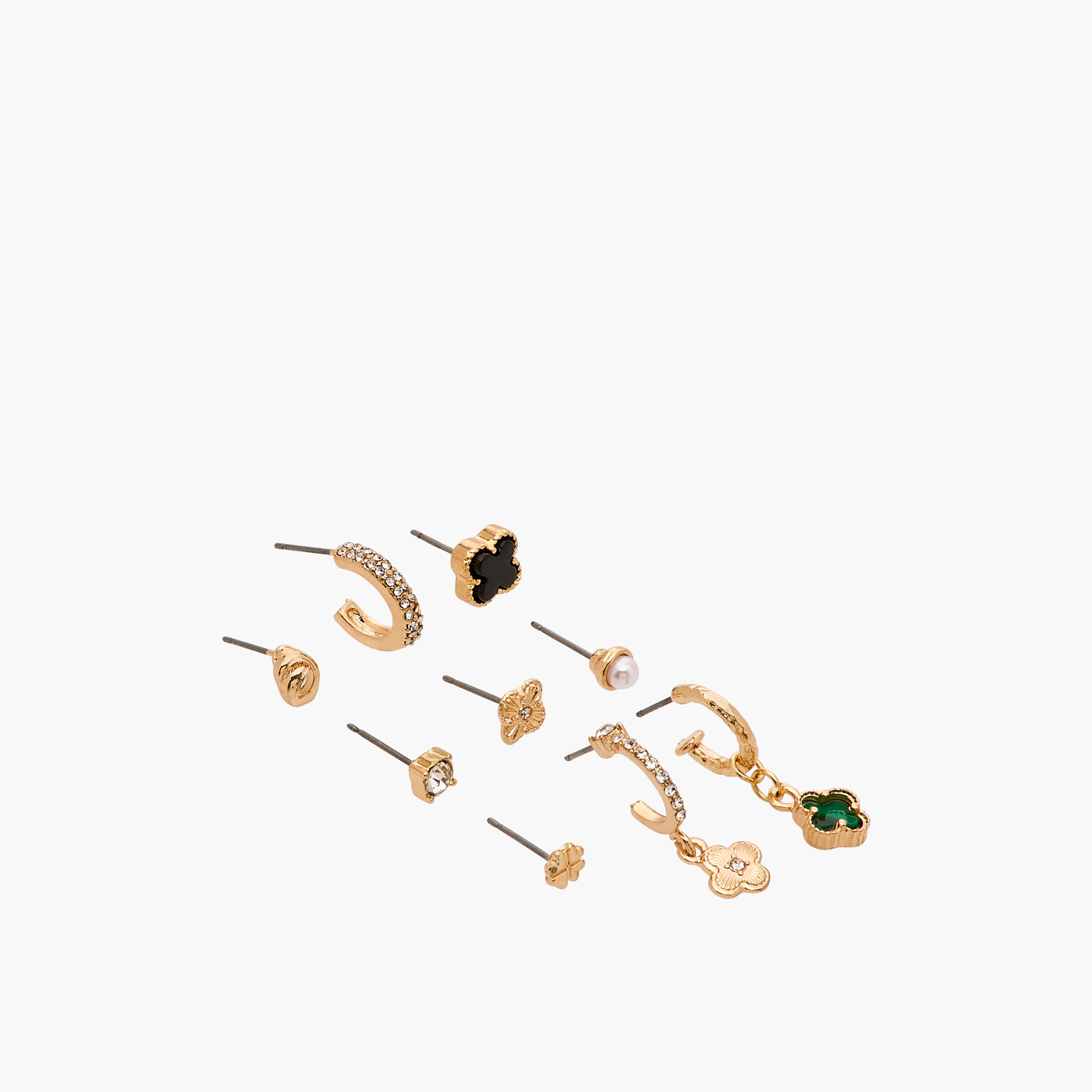 Gloo Pack of 9 Metallic Earrings with Pushback Closure-women-watchesandjewellery-jewellery-earrings-image-2