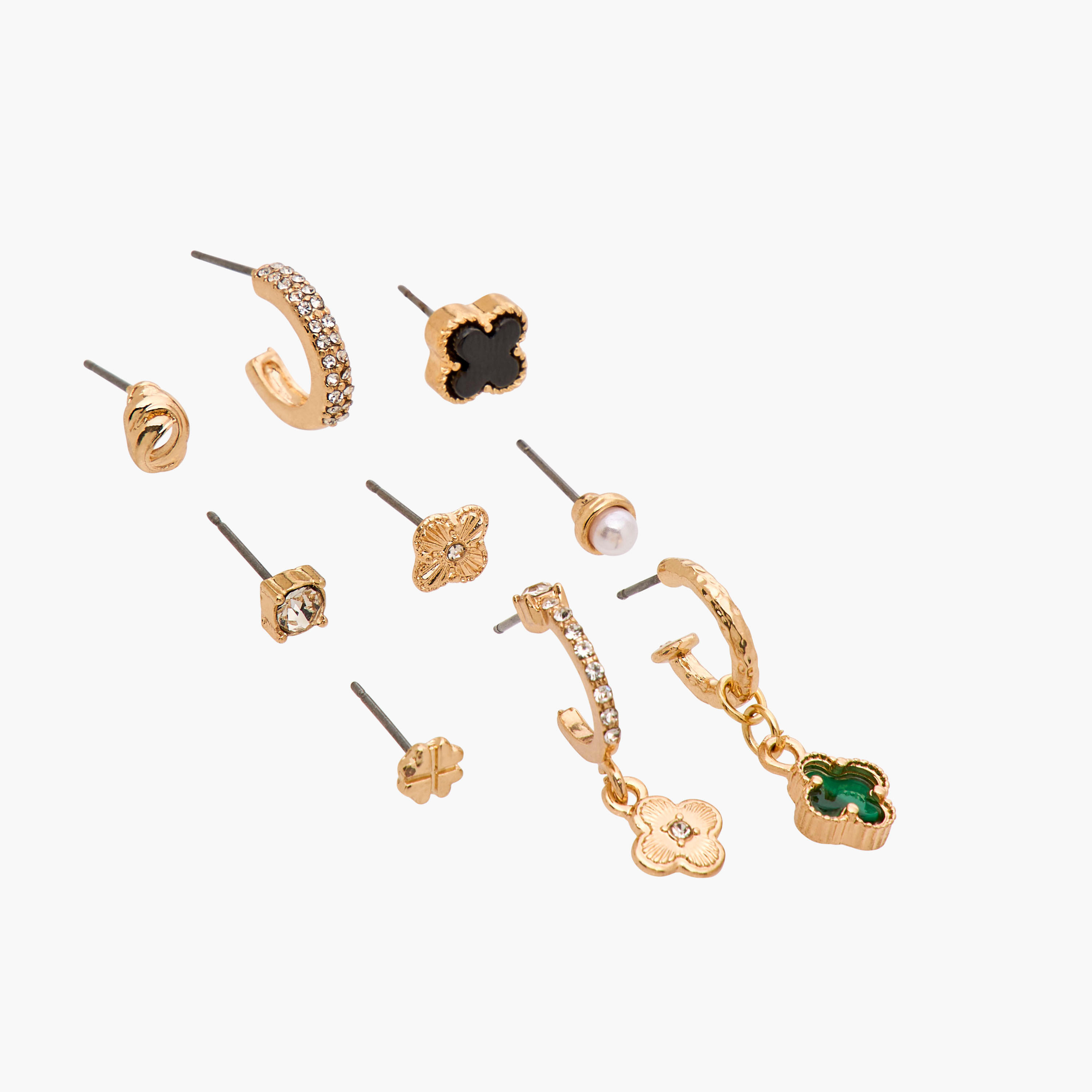 Gloo Pack of 9 Metallic Earrings with Pushback Closure-women-watchesandjewellery-jewellery-earrings-image-3