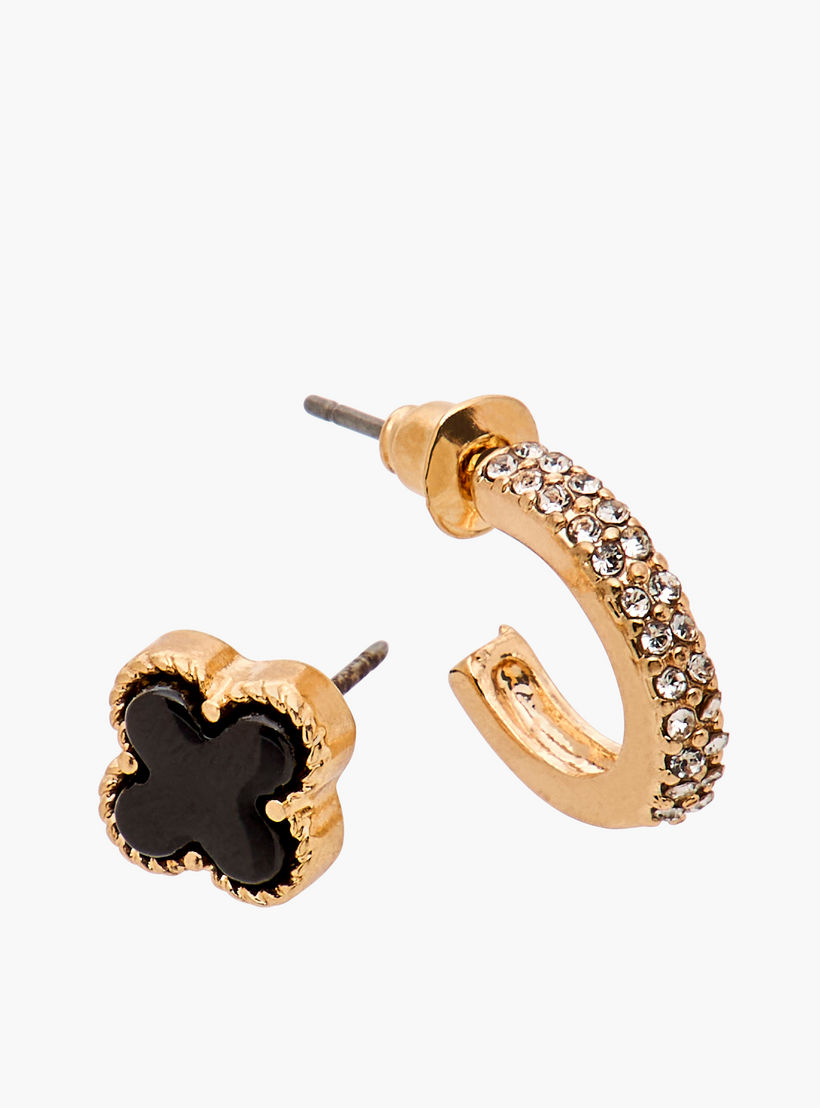 حلقان ميتاليك بمكبس إغلاق خلفي من جلو - طقم 9 أزواج-women-watchesandjewellery-jewellery-earrings-image-4