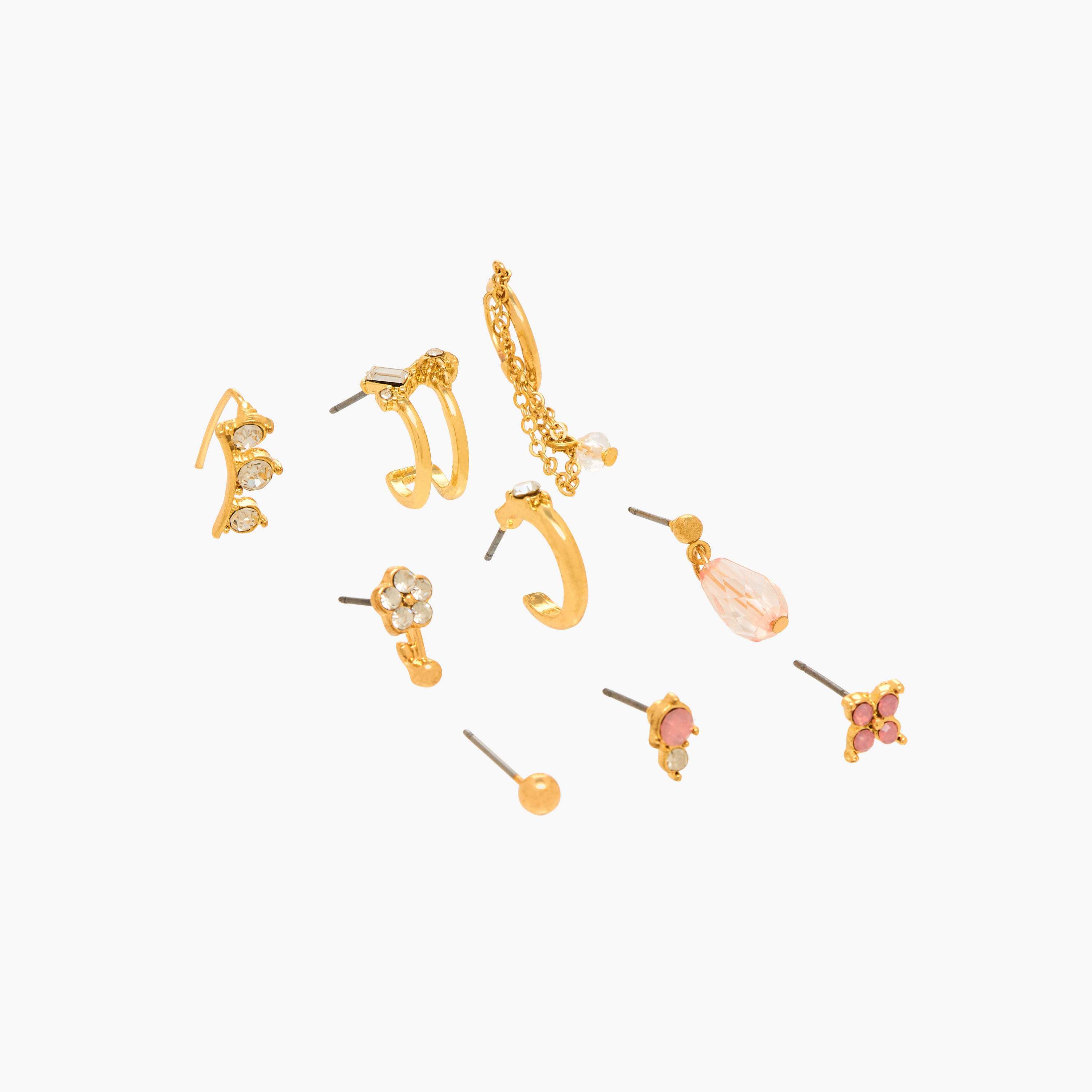 حلقان ميتاليك متنوعة بمكبس إغلاق خلفي من جلو - طقم 9 أزواج-women-watchesandjewellery-jewellery-earrings-image-2