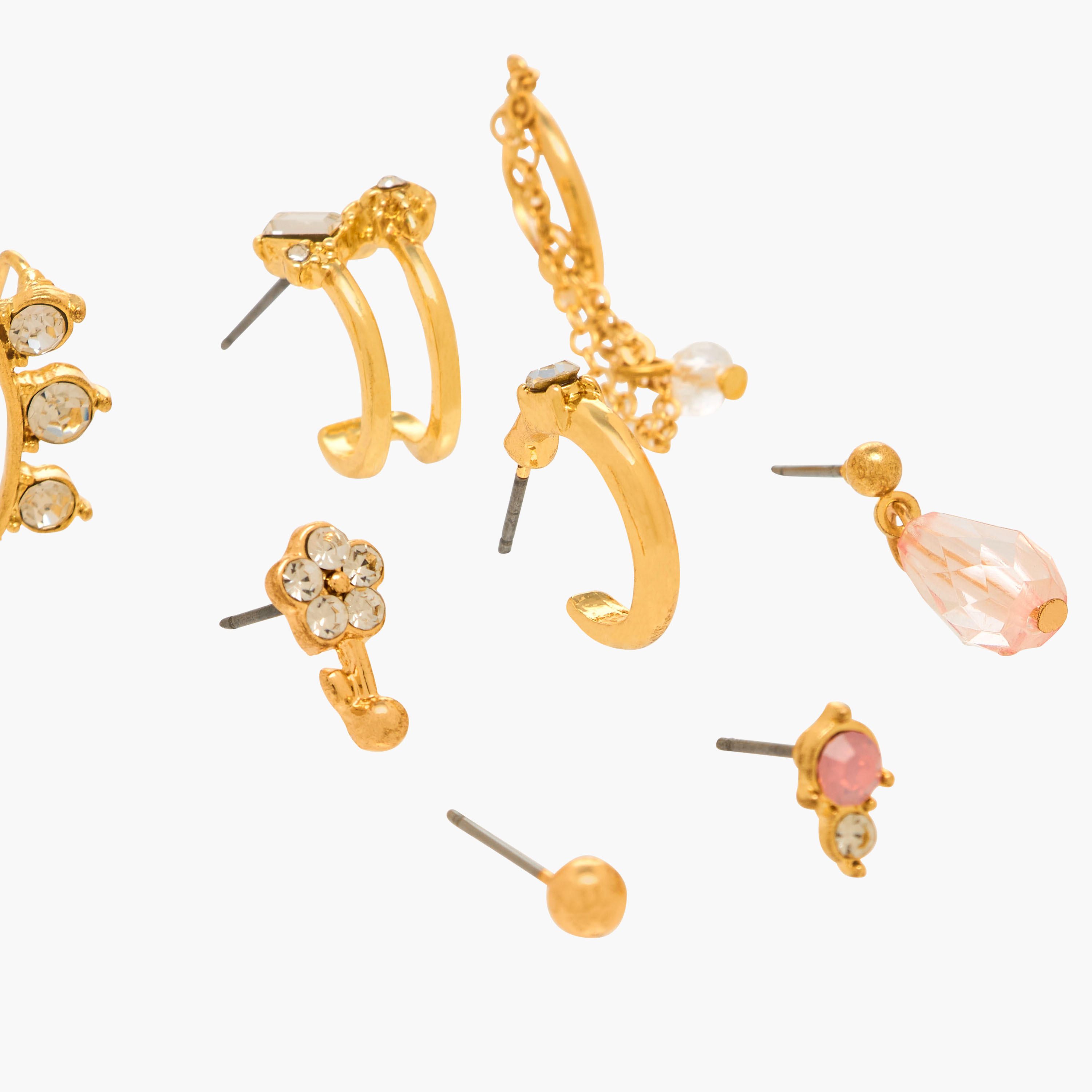 حلقان ميتاليك متنوعة بمكبس إغلاق خلفي من جلو - طقم 9 أزواج-women-watchesandjewellery-jewellery-earrings-image-3