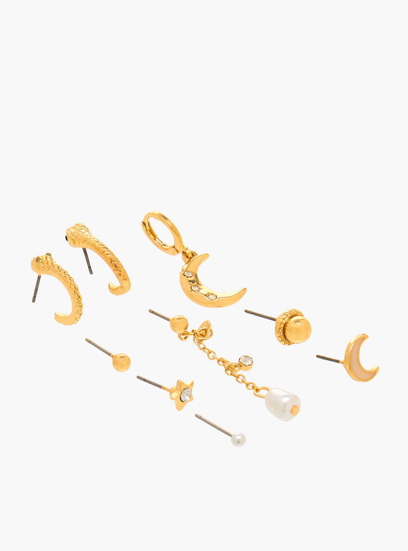 Gloo Pack of 9 Metallic Earrings with Pushback Closure-women-watchesandjewellery-jewellery-earrings-image-2