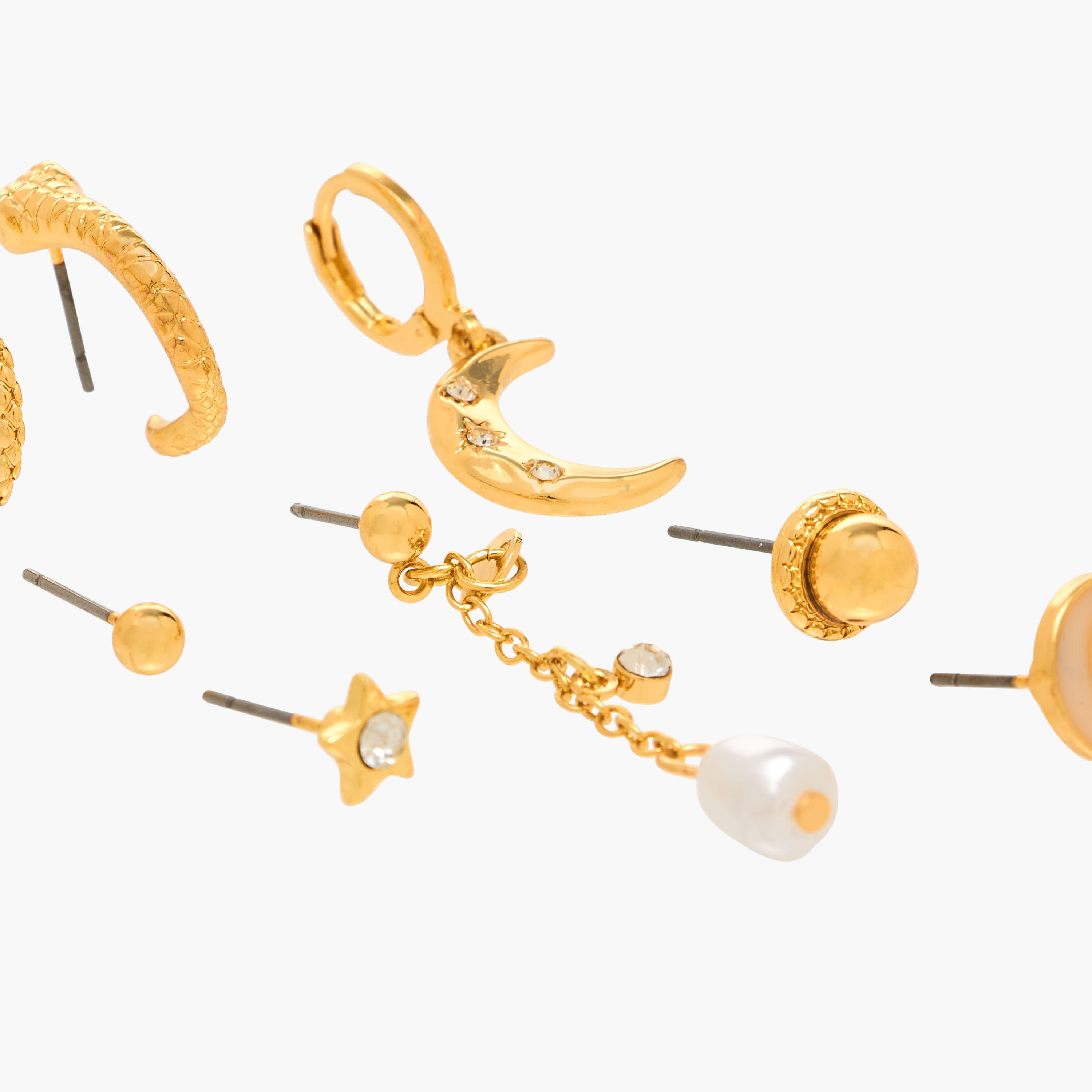 Gloo Pack of 9 Metallic Earrings with Pushback Closure-women-watchesandjewellery-jewellery-earrings-image-3