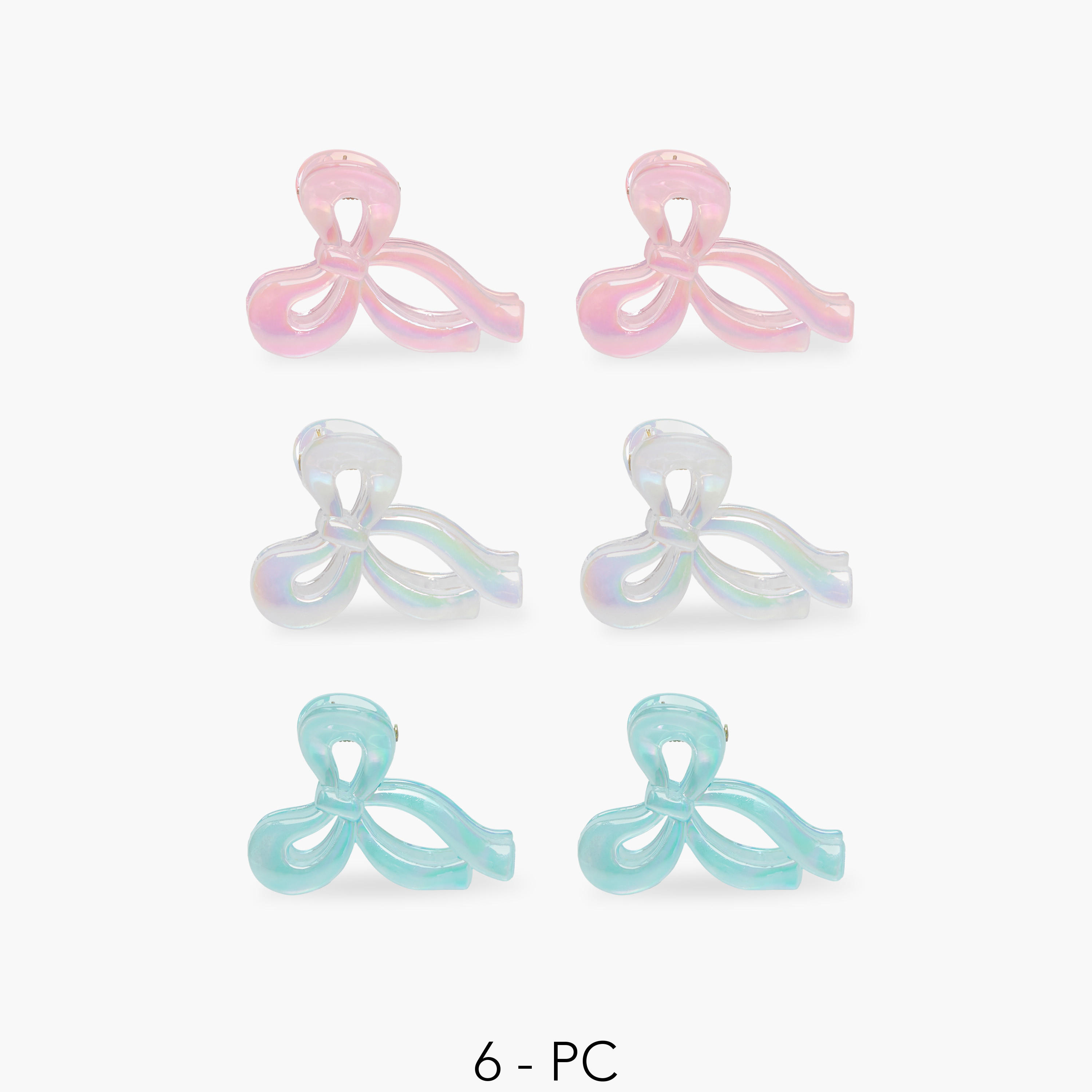 Gloo Pack of 6 Bow Shaped Iridescent Hair Clamp-women-hairaccessories-clamps-image-1