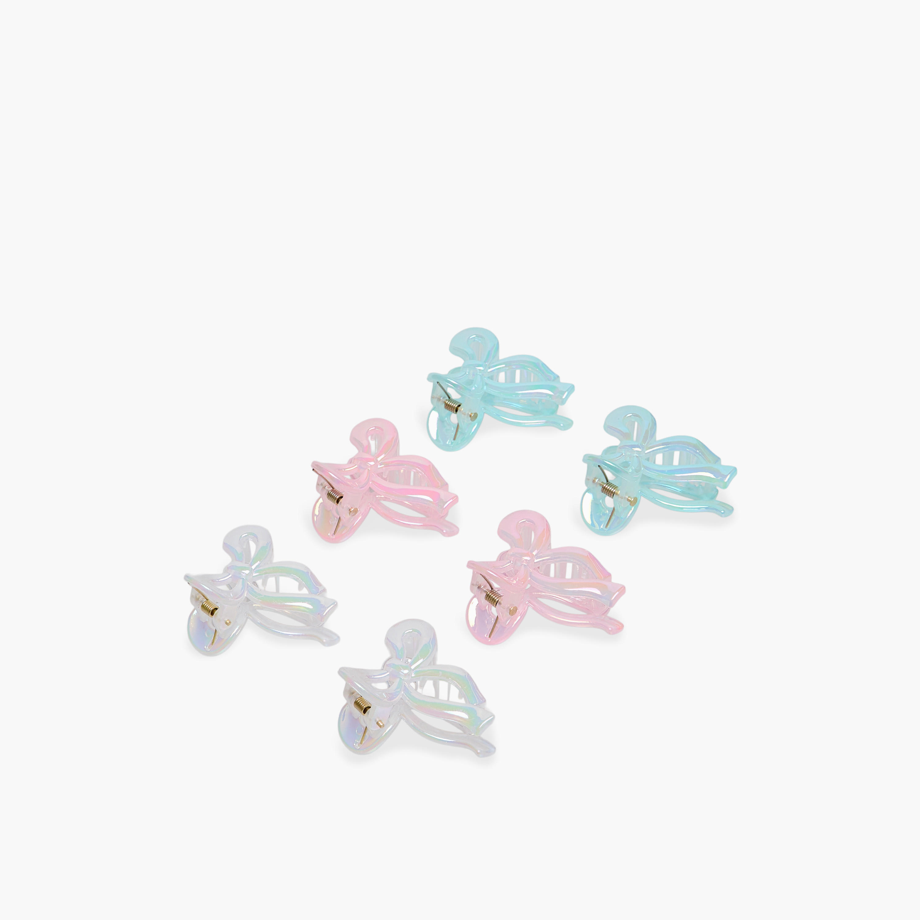Gloo Pack of 6 Bow Shaped Iridescent Hair Clamp-women-hairaccessories-clamps-image-9