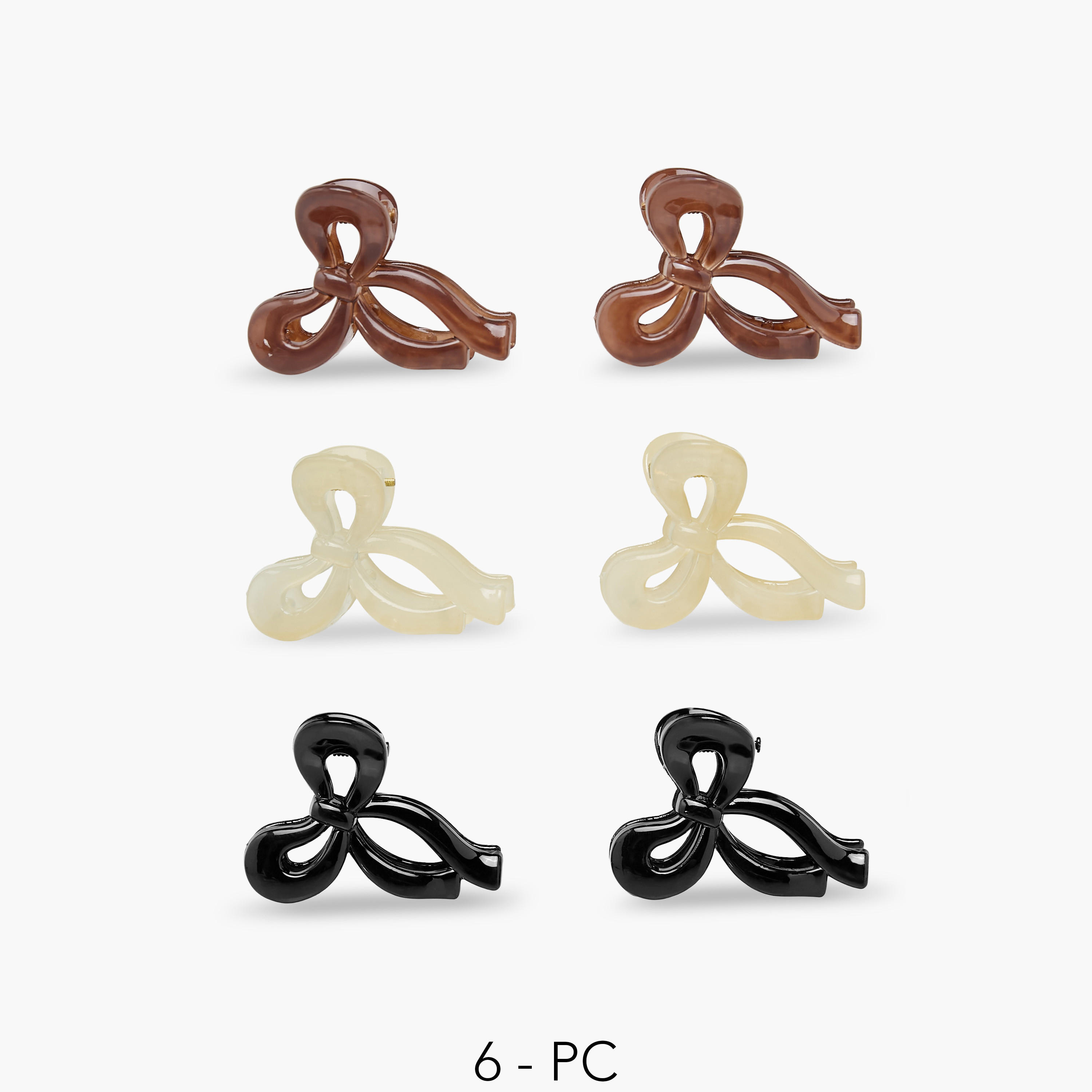 طقم مشابك شعر متقزّحة 6 قطع بتصميم فيونكة من جلو-women-hairaccessories-clamps-image-1