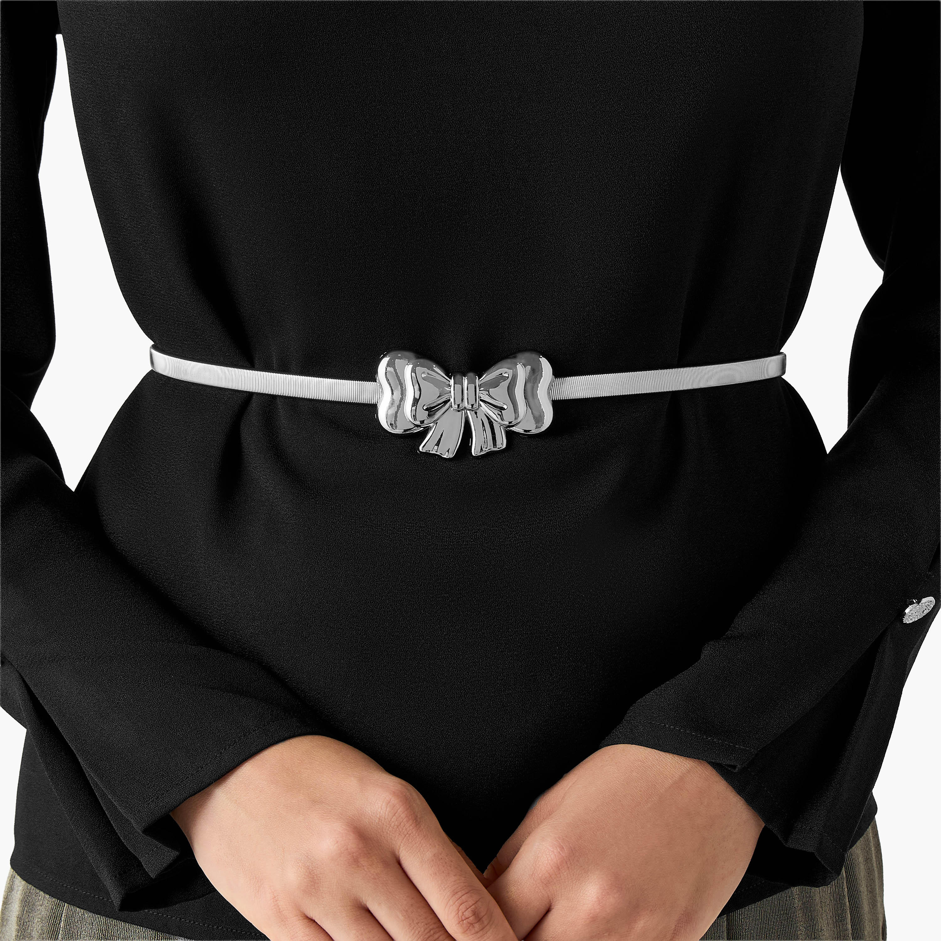 Metal Stretchable Belt with Bow Trim-women-clothingaccessories-belts-image-2