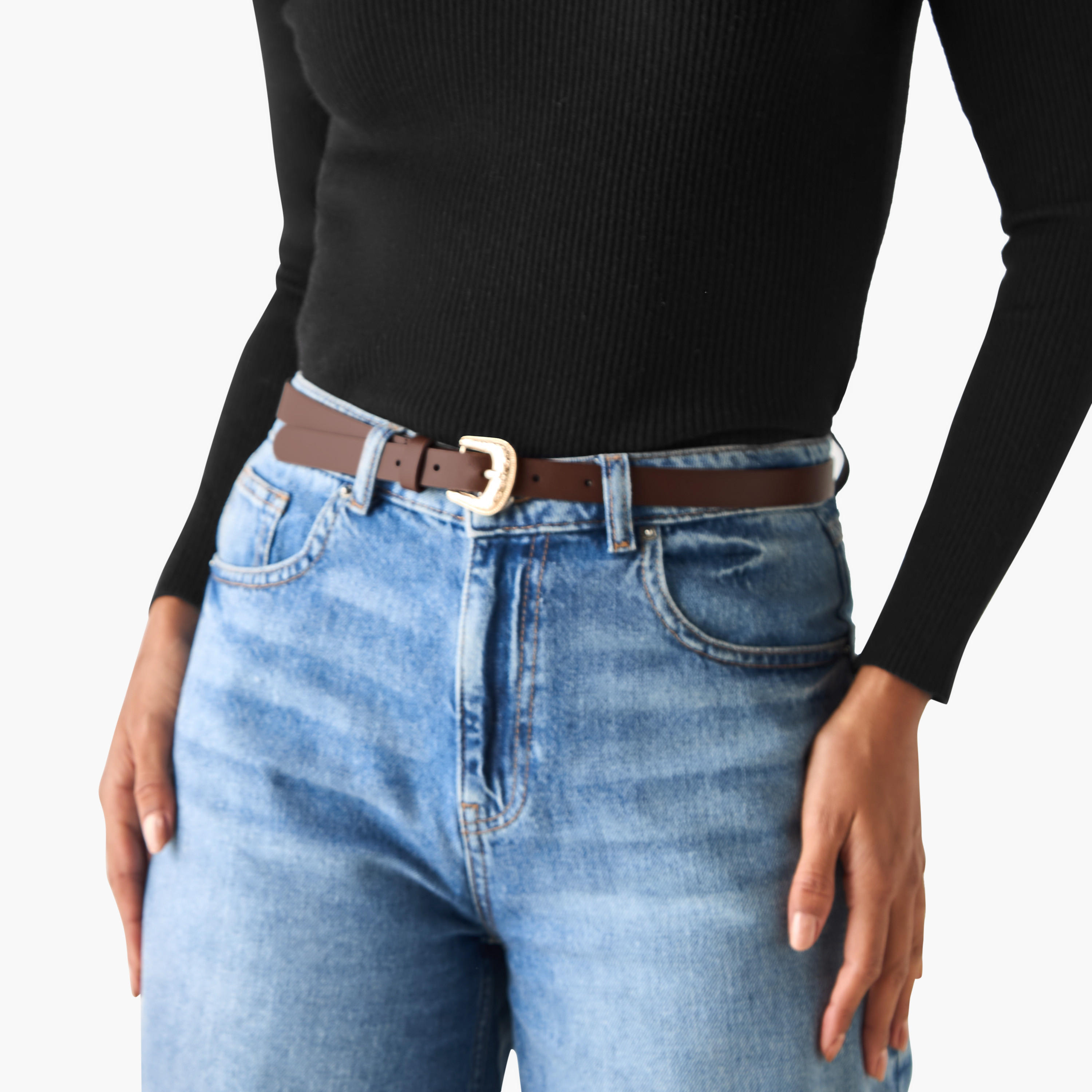 Faux Leather Belt with Curved Buckle - Set of 2-women-clothingaccessories-belts-image-3