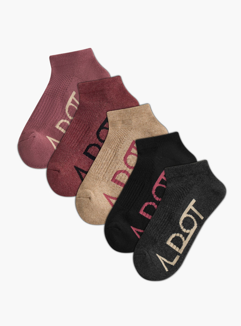 Pack of 5 Terry Ankle Length Sports Trainer Socks-women-socksandstockings-image-1