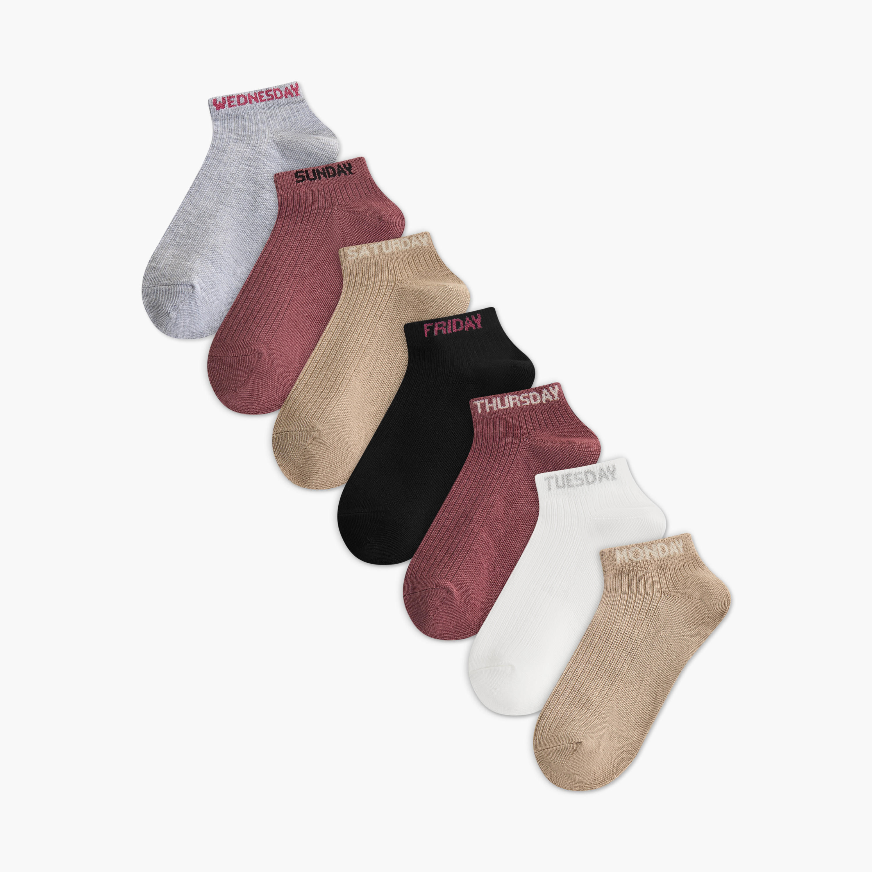 Pack of 7 Ankle Length Trainer Socks-women-socksandstockings-image-1