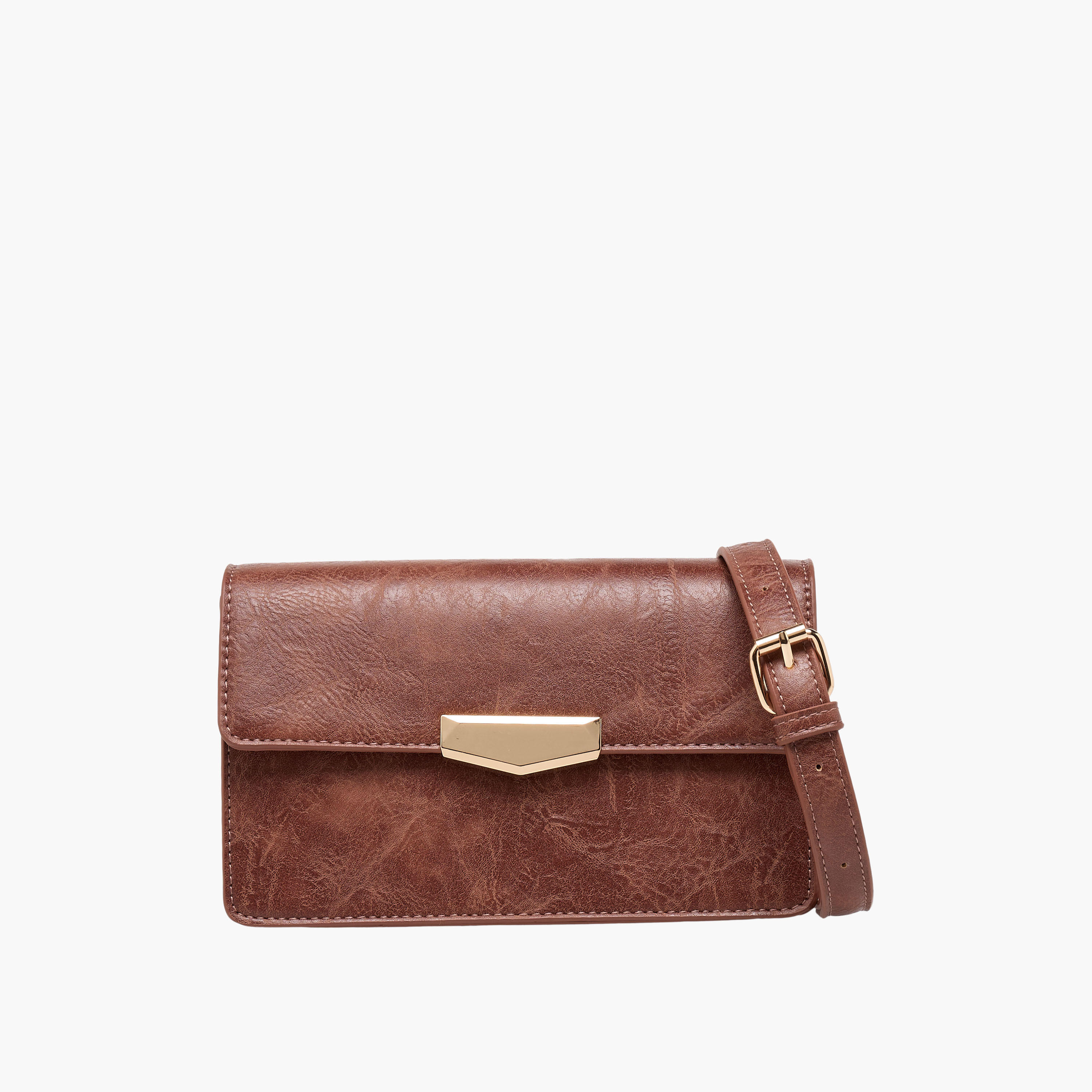 Metal Trim Crossbody Bag with Adjustable Strap-women-bagsandwallets-handbags-image-1