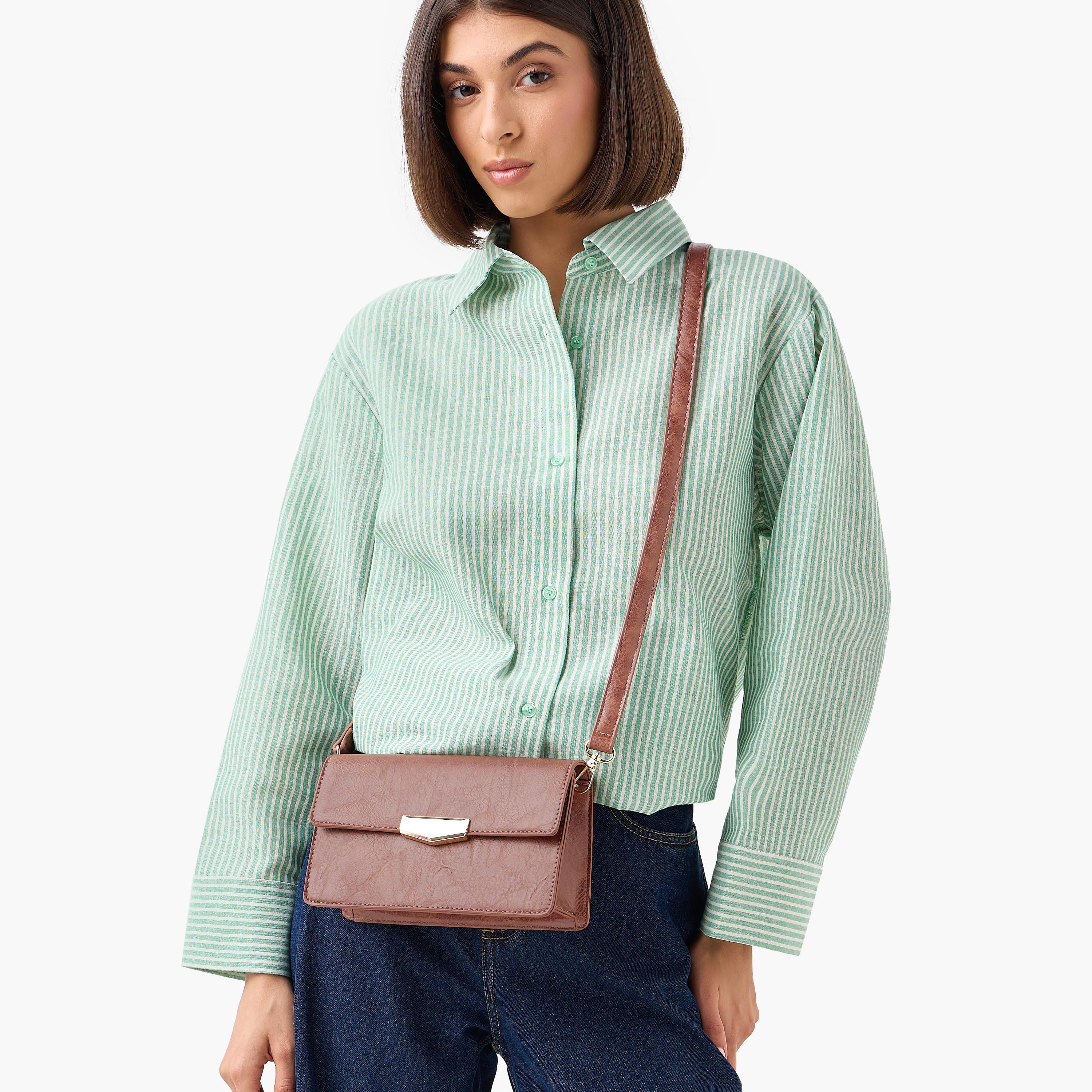 Metal Trim Crossbody Bag with Adjustable Strap-women-bagsandwallets-handbags-image-8