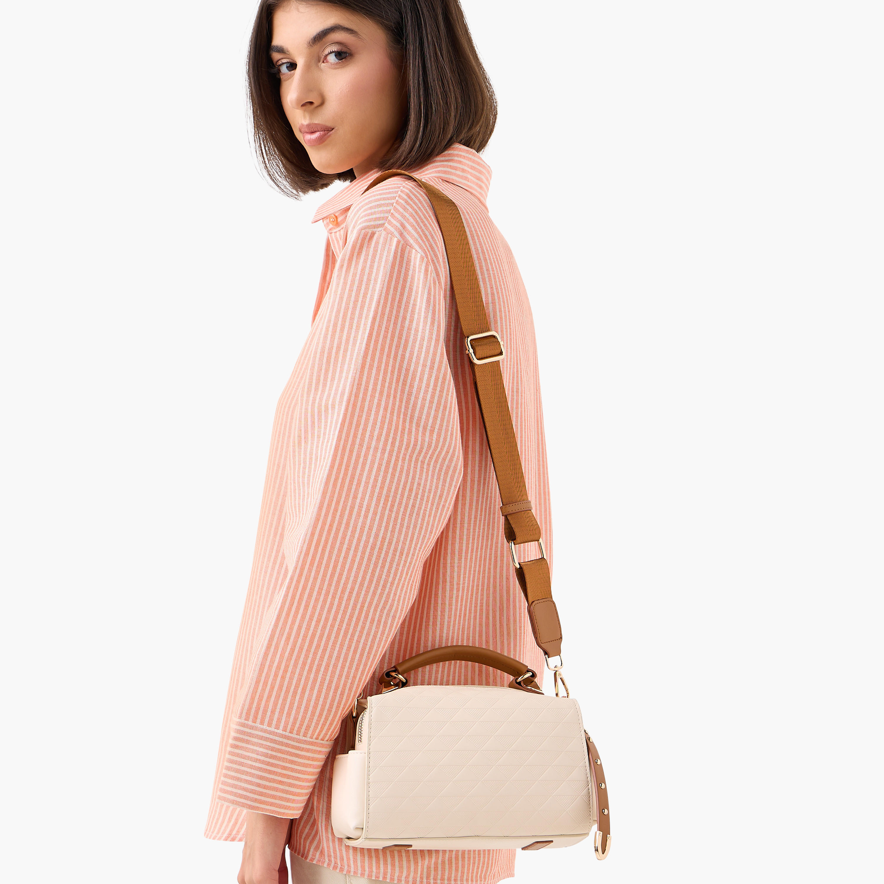Textured Barrel Bag with Grab Handle-women-bagsandwallets-handbags-image-8