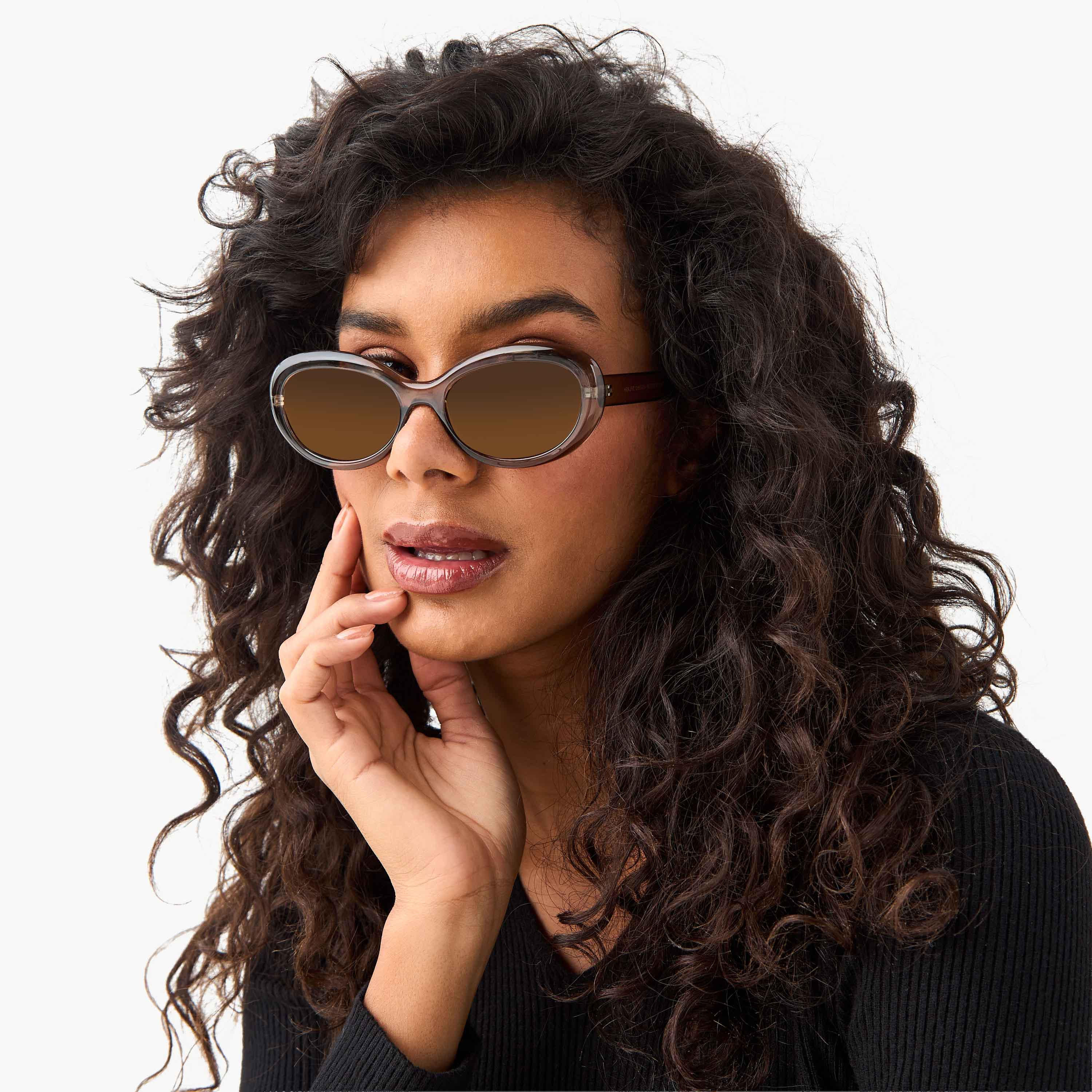 نظارة شمسية بيضاوية بعدسات بني-women-sunglasses-image-5