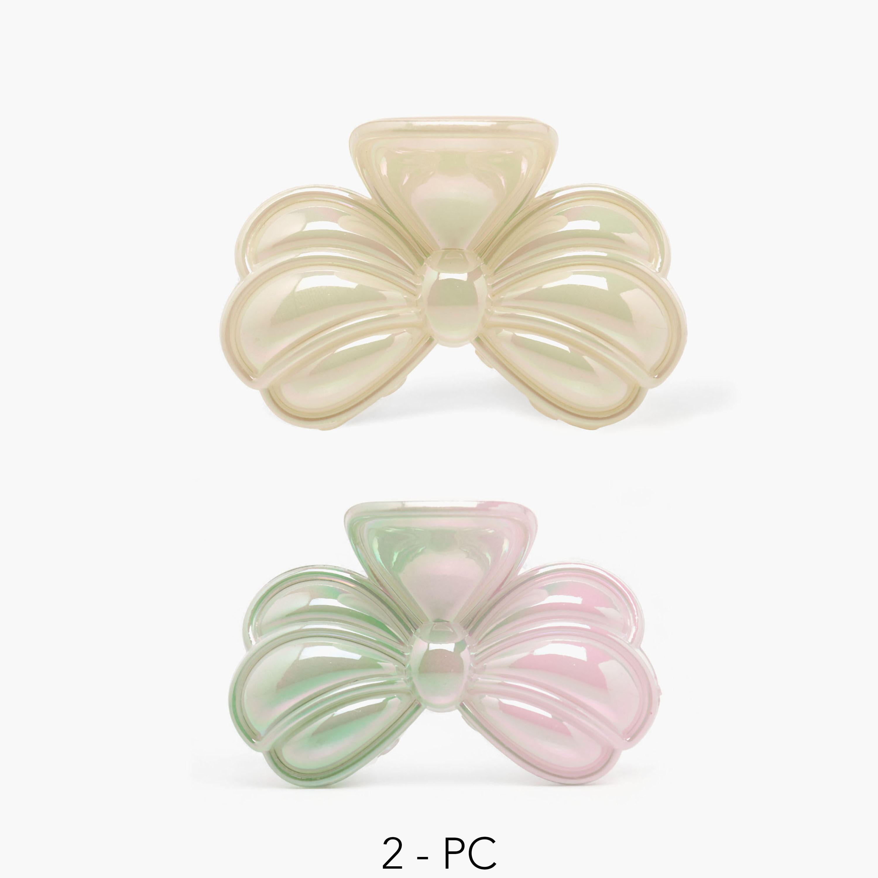 طقم مشابك شعر بشكل فيونكة بتشطيب لامع من قطعتين من جلو-women-hairaccessories-clamps-image-1