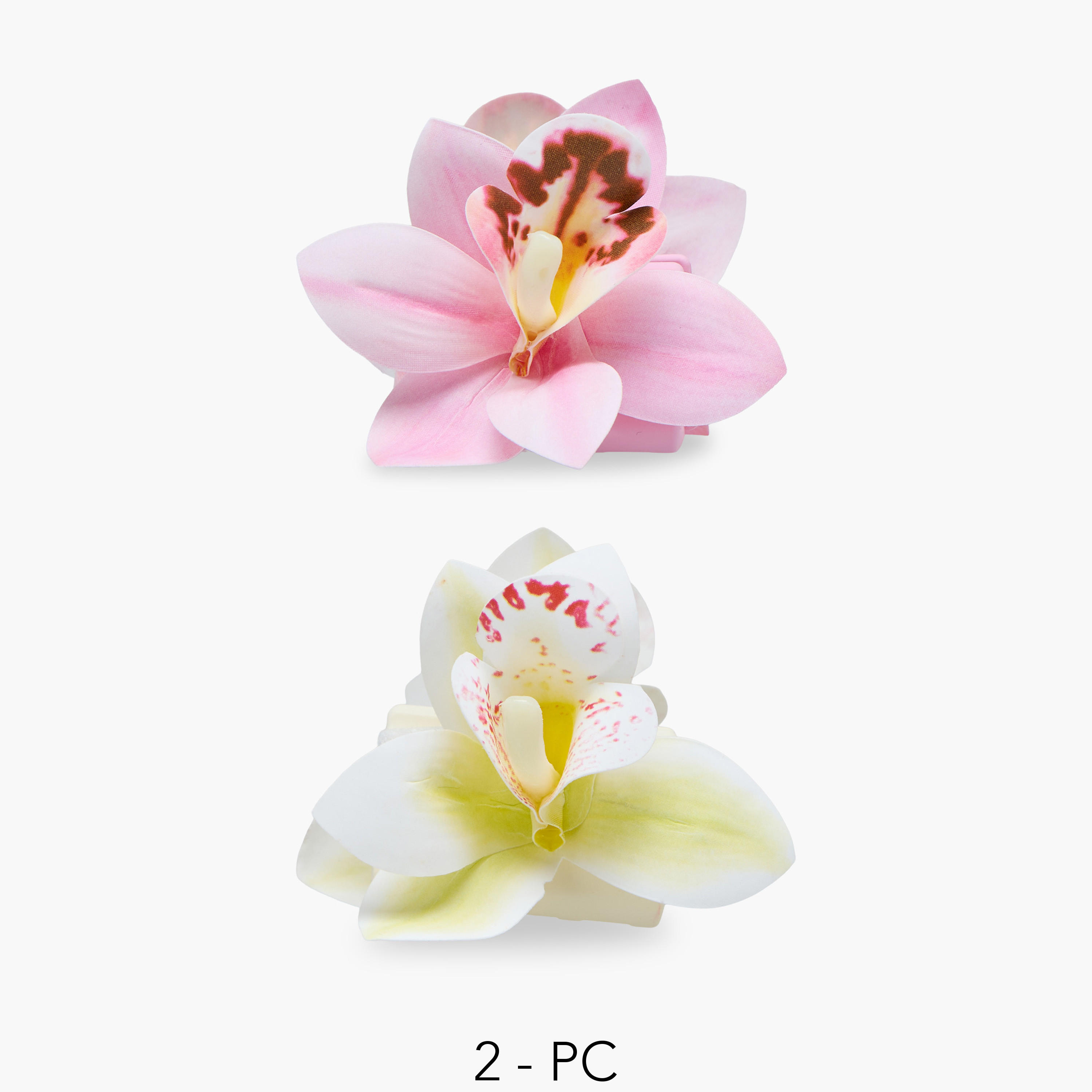 مشابك شعر بتصيمم زهرة الأوركيد وبطبعات من جلو - طقم من قطعتين-women-hairaccessories-clamps-image-1