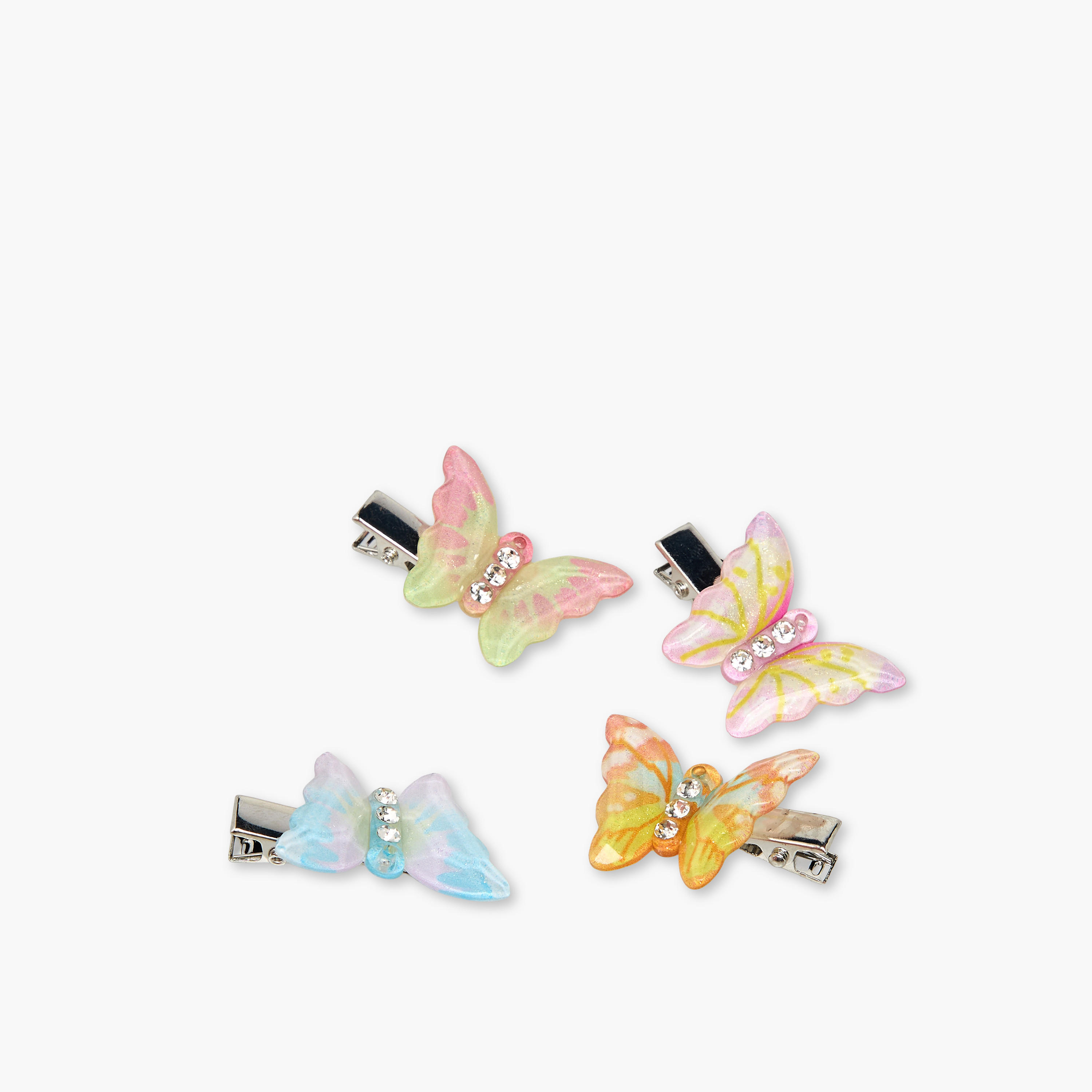 مشابك شعر بتصميم فراشة وتزيينات من جلو - عبوة 4 قطع-women-hairaccessories-clips-image-7