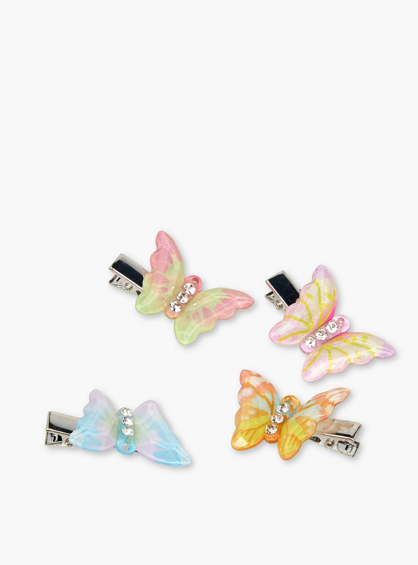 مشابك شعر بتصميم فراشة وتزيينات من جلو - عبوة 4 قطع-women-hairaccessories-clips-image-7