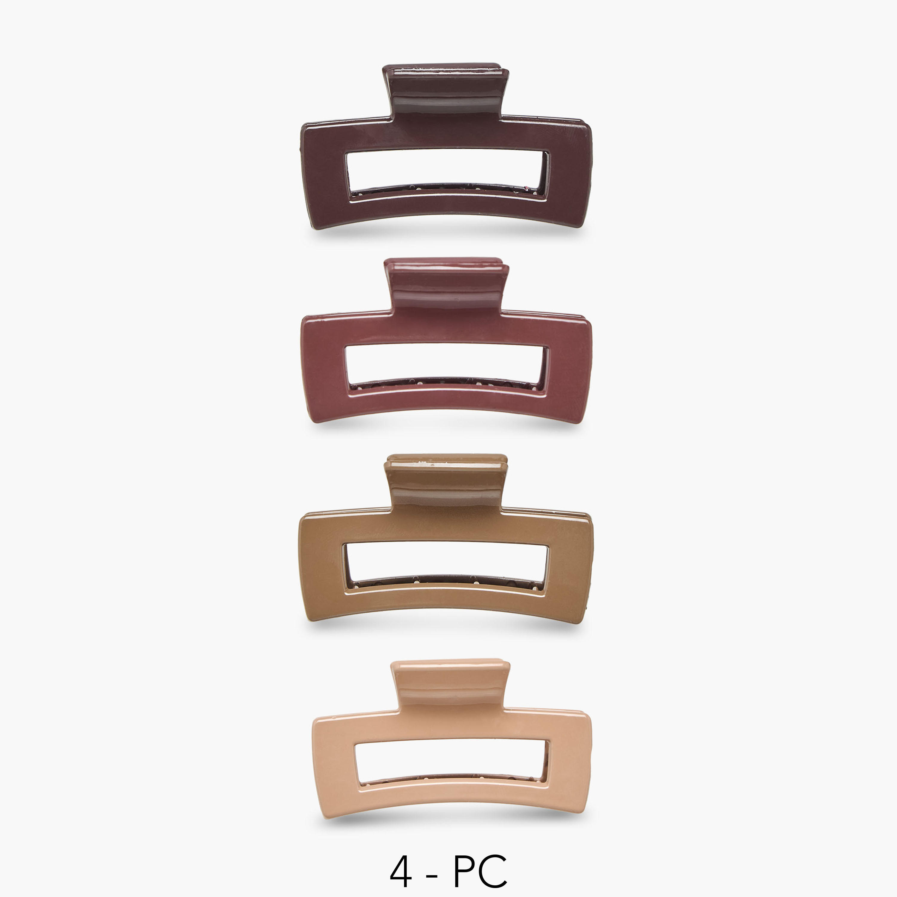 طقم مشابك شعر مستطيلة بتصميم مفرغ 4 قطع من جلو-women-hairaccessories-clamps-image-1