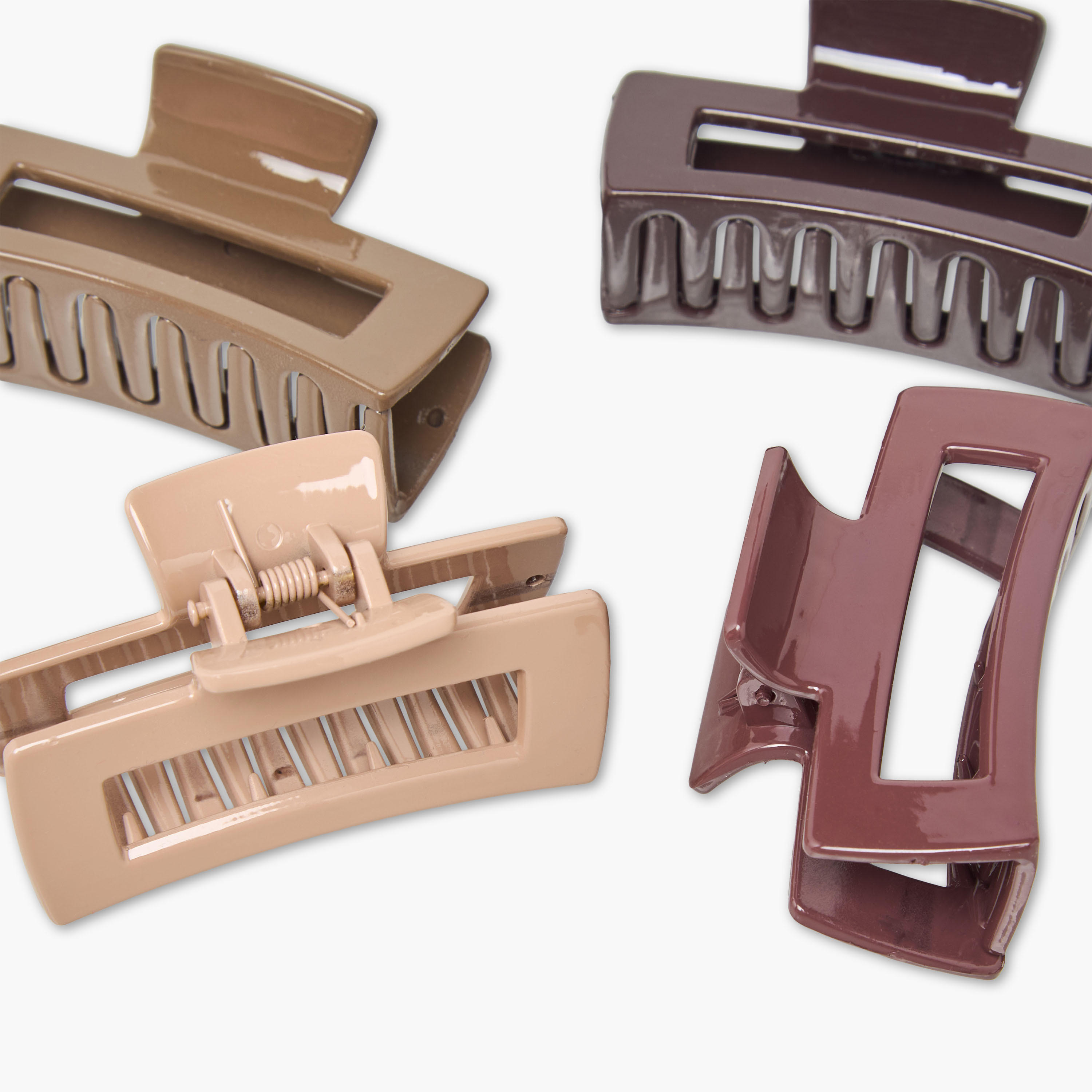 طقم مشابك شعر مستطيلة بتصميم مفرغ 4 قطع من جلو-women-hairaccessories-clamps-image-7