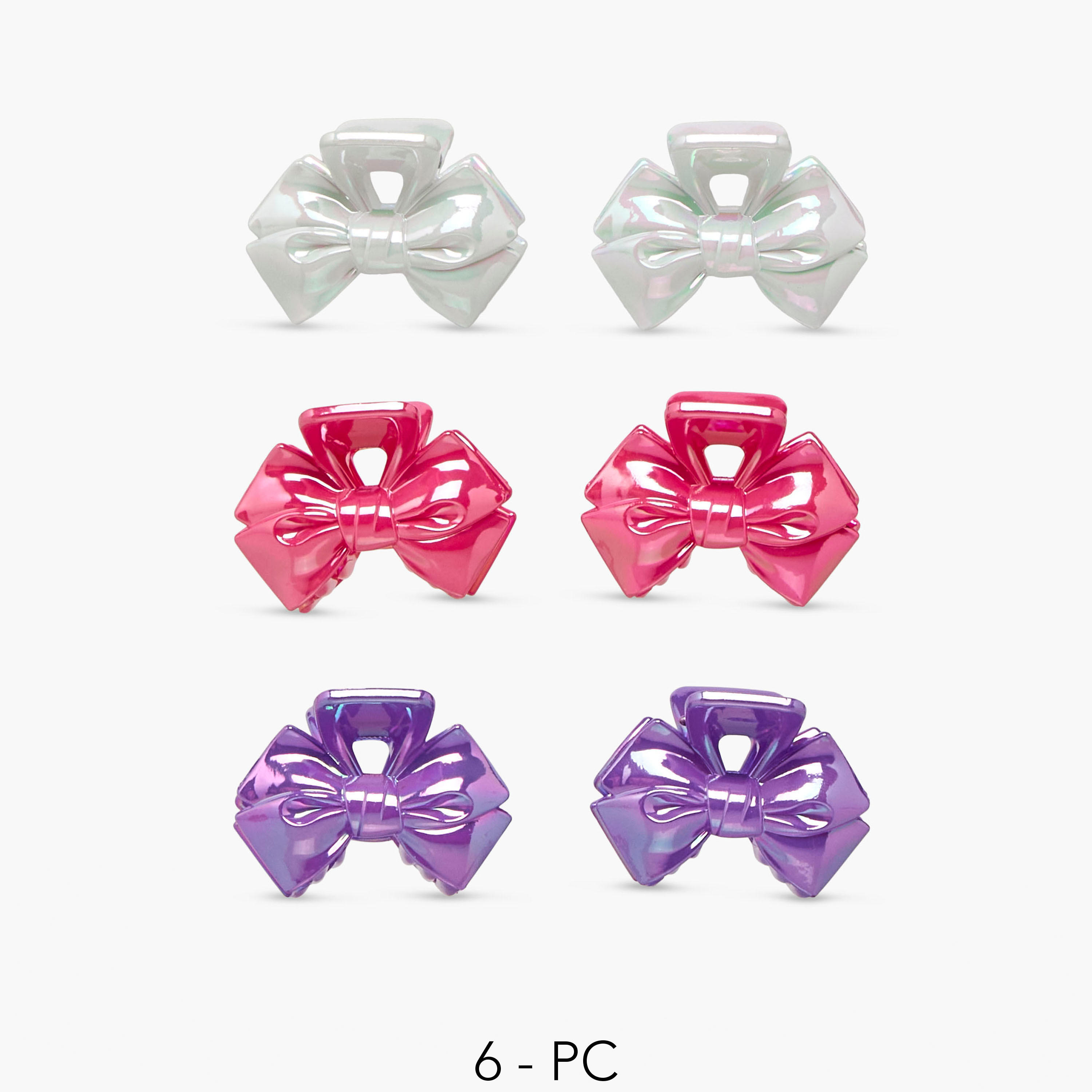 Gloo Pack of 6 Bow Shaped Iridescent Hair Clamp-women-hairaccessories-clamps-image-1