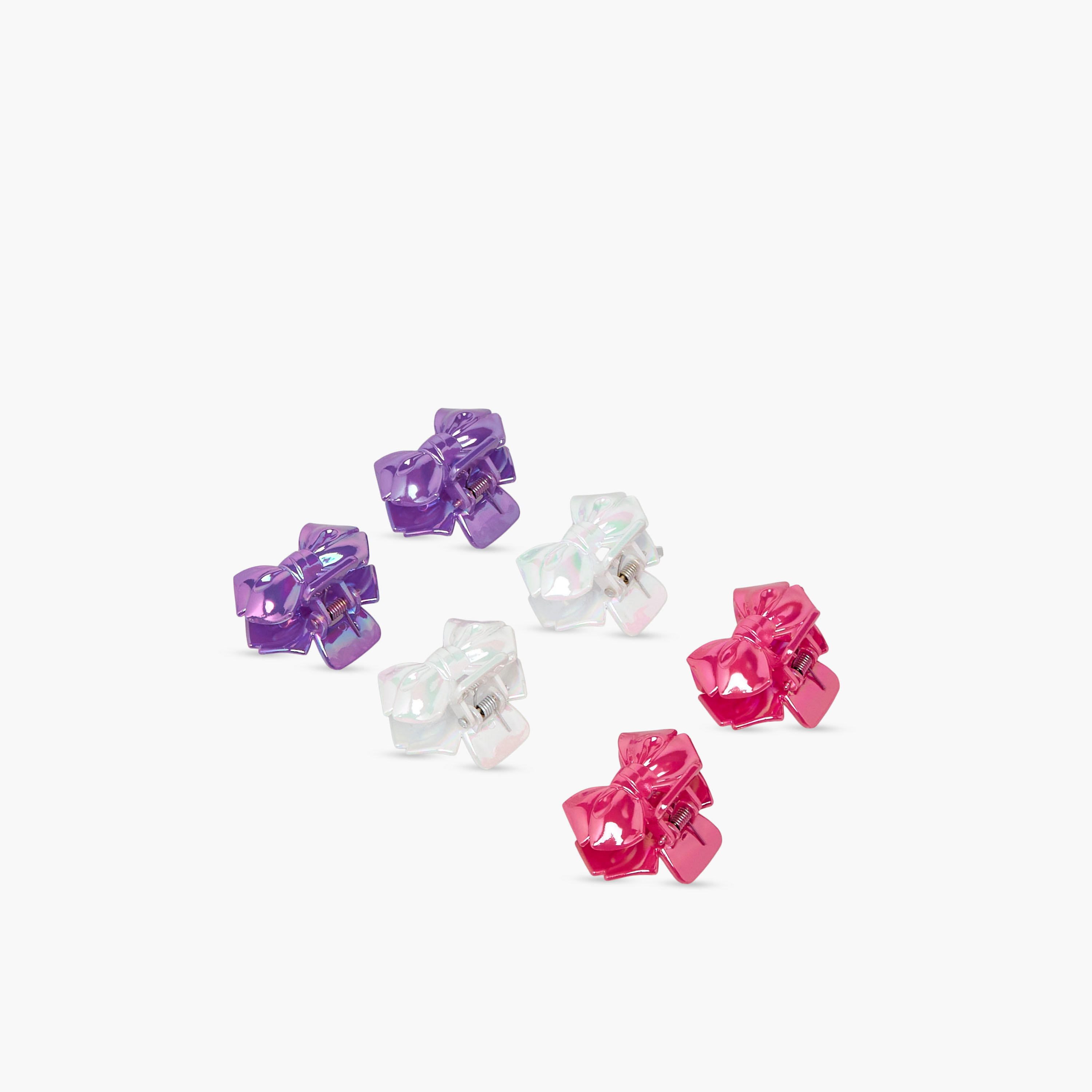 Gloo Pack of 6 Bow Shaped Iridescent Hair Clamp-women-hairaccessories-clamps-image-5