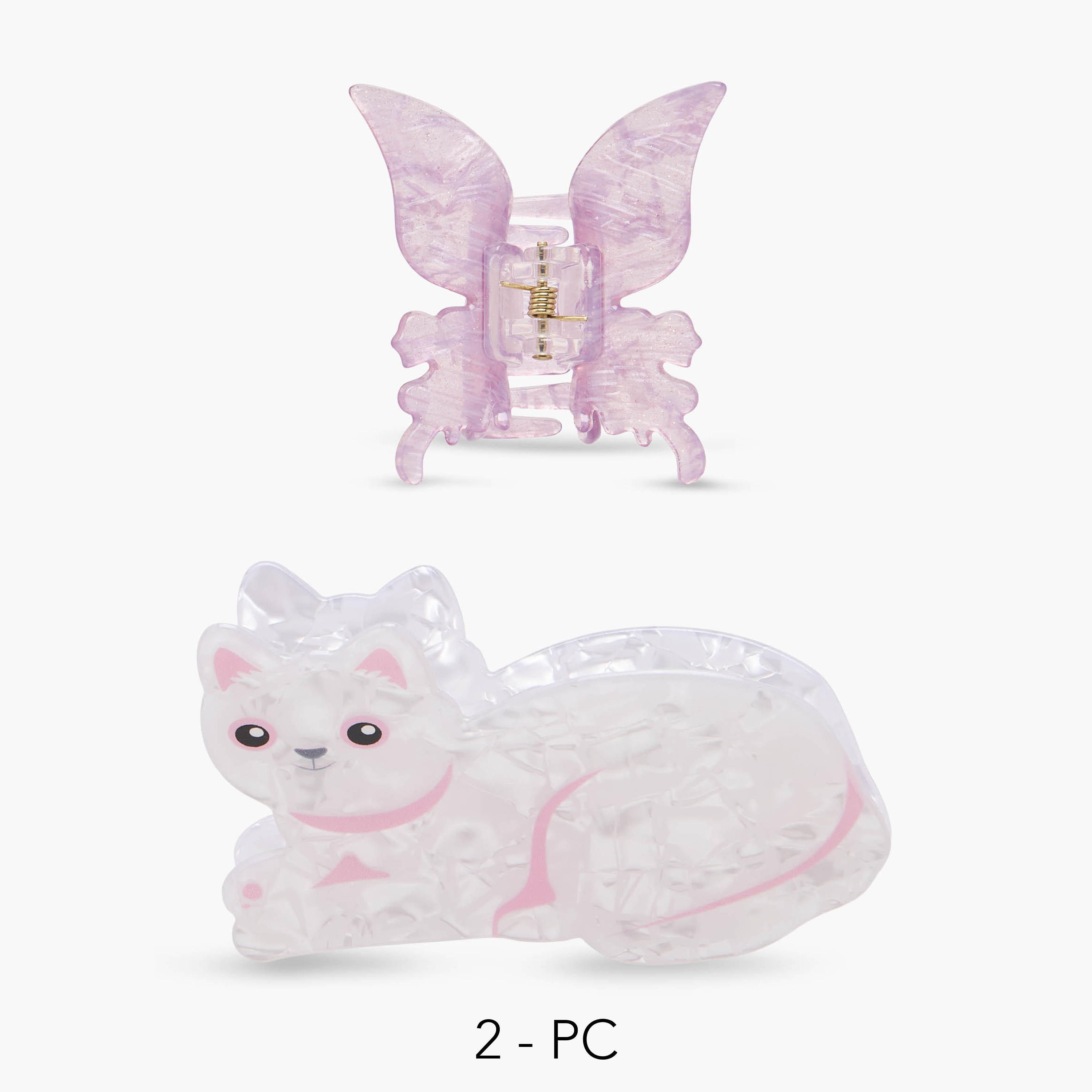 Pack of 2 Butterfly and Cat Shaped Hair Clamp-women-hairaccessories-clamps-image-1