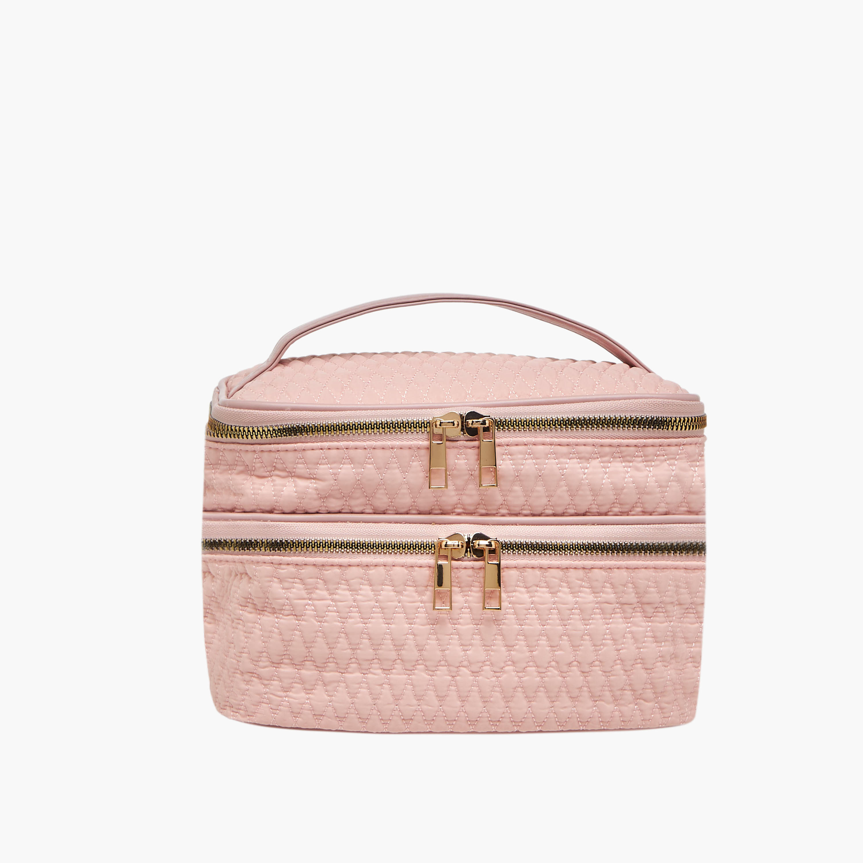 Textured Makeup Bag with Zip Closure-women-bagsandwallets-handbags-image-1