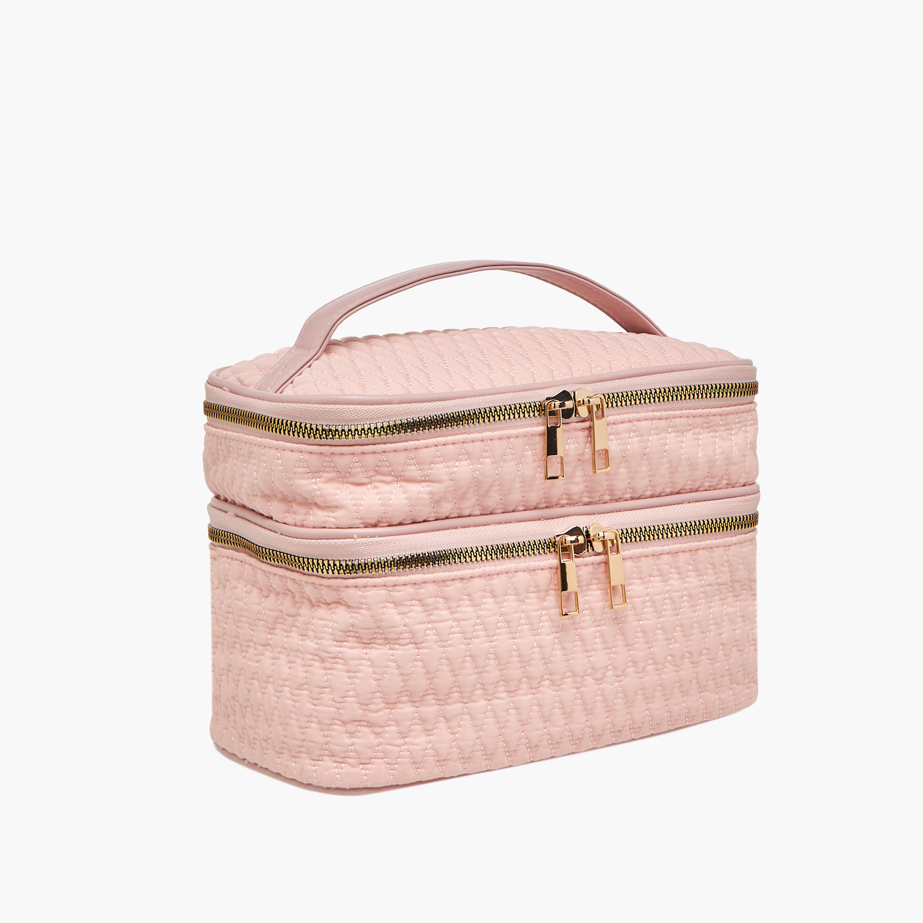 Textured Makeup Bag with Zip Closure-women-bagsandwallets-handbags-image-2