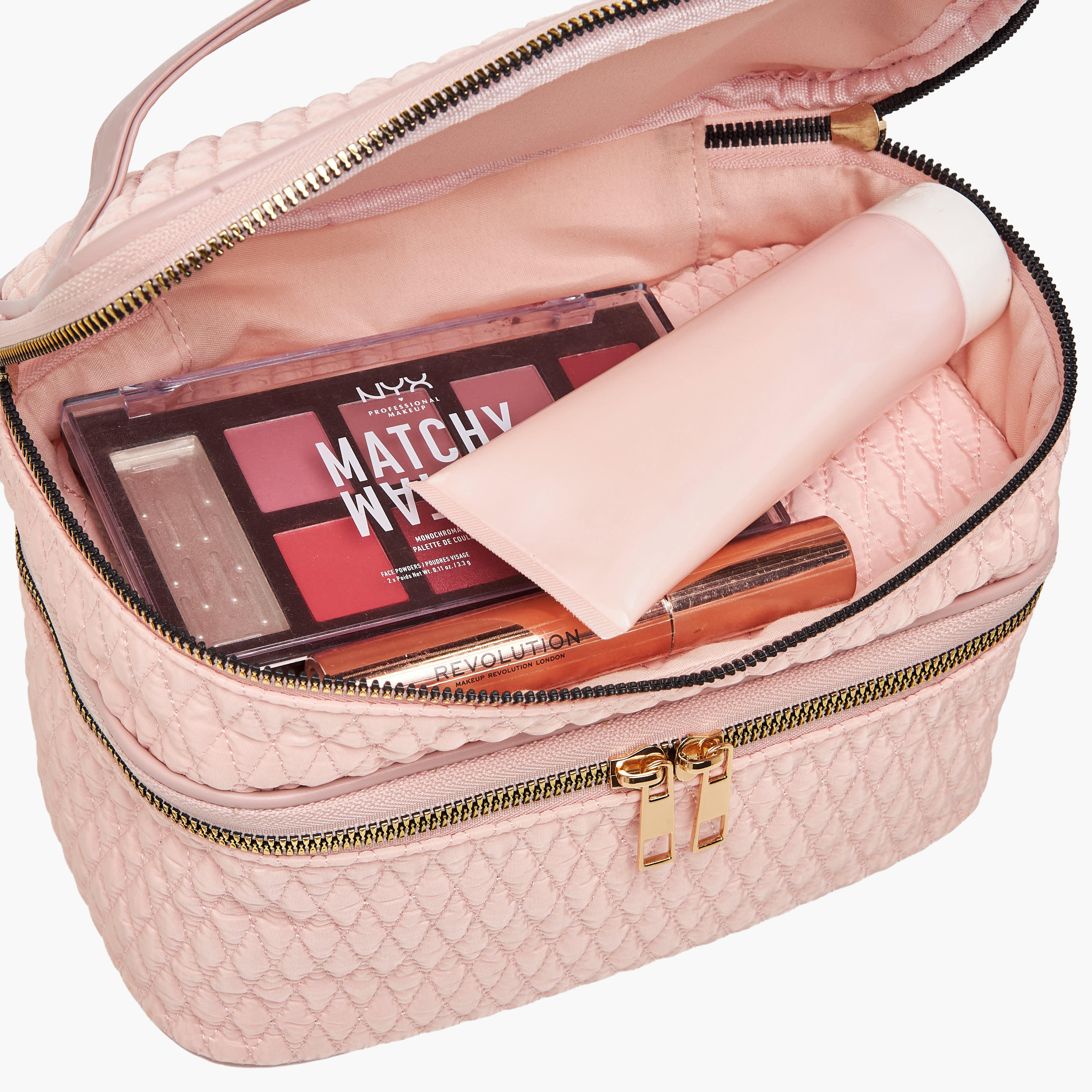 Textured Makeup Bag with Zip Closure-women-bagsandwallets-handbags-image-6