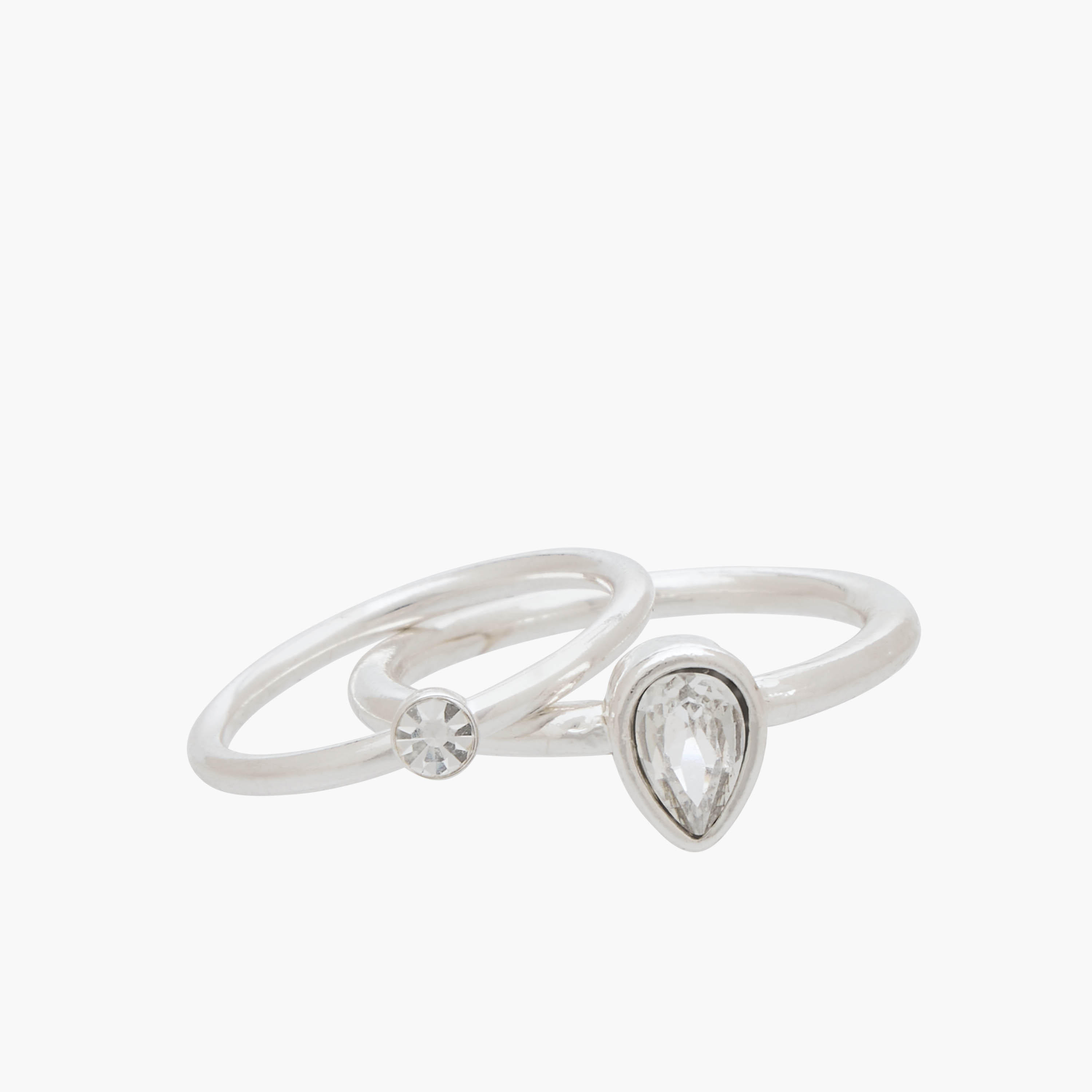 Set of 8 - Gloo Embellished Metal Silver Tone Ring-women-watchesandjewellery-jewellery-rings-image-3