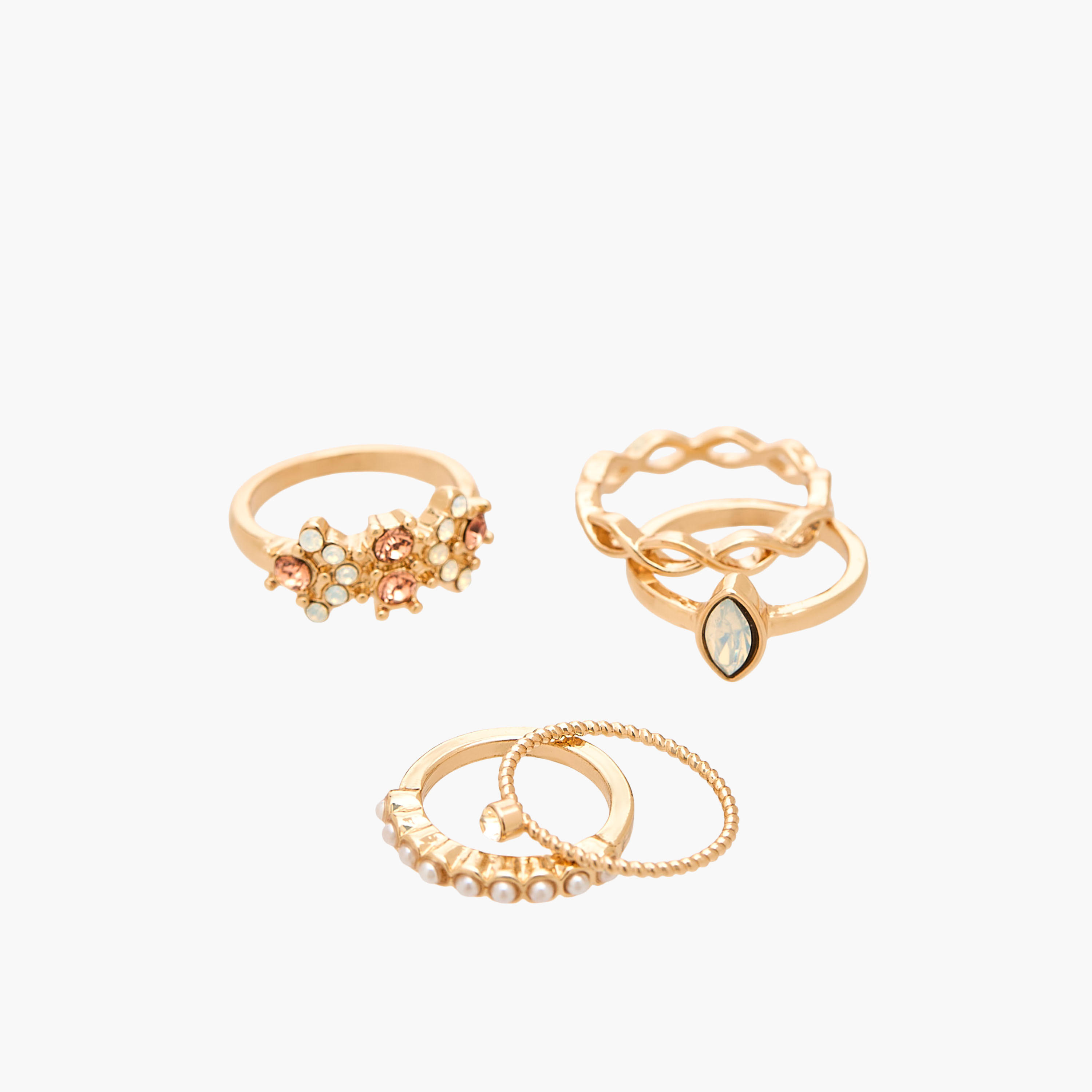 Gloo Pack of 8 Metallic Ring-women-watchesandjewellery-jewellery-rings-image-10