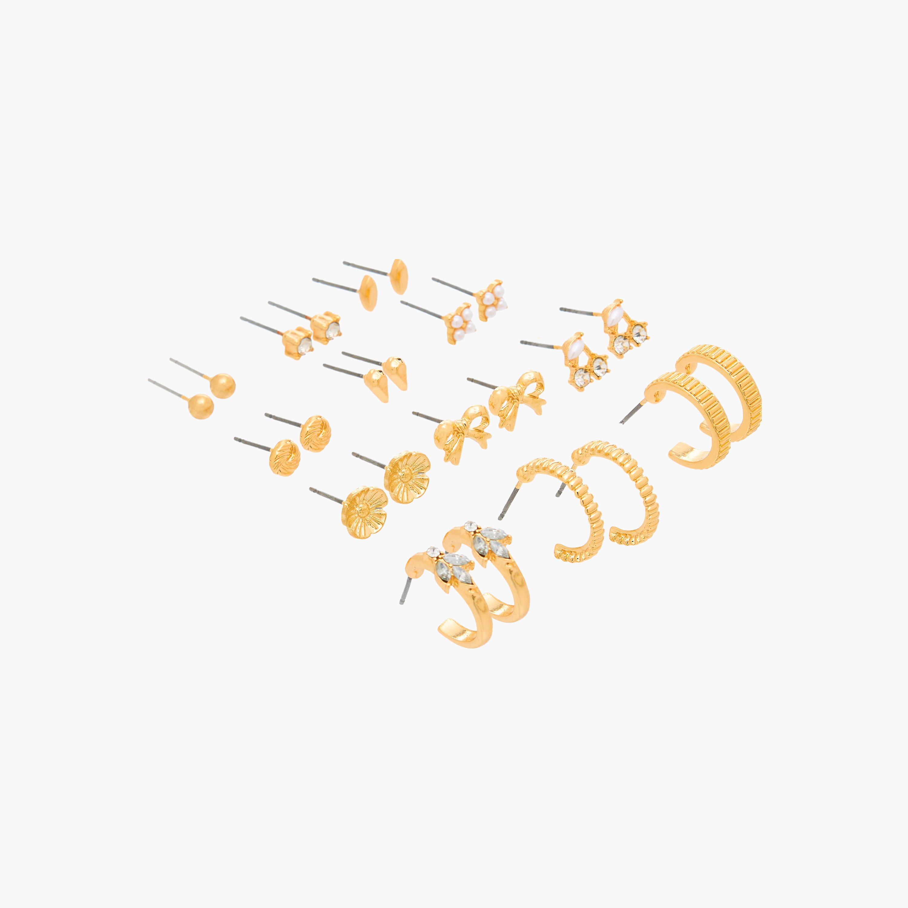 Gloo Pack of 12 Metallic Assorted Earrings with Pushback Closure-women-watchesandjewellery-jewellery-earrings-image-2