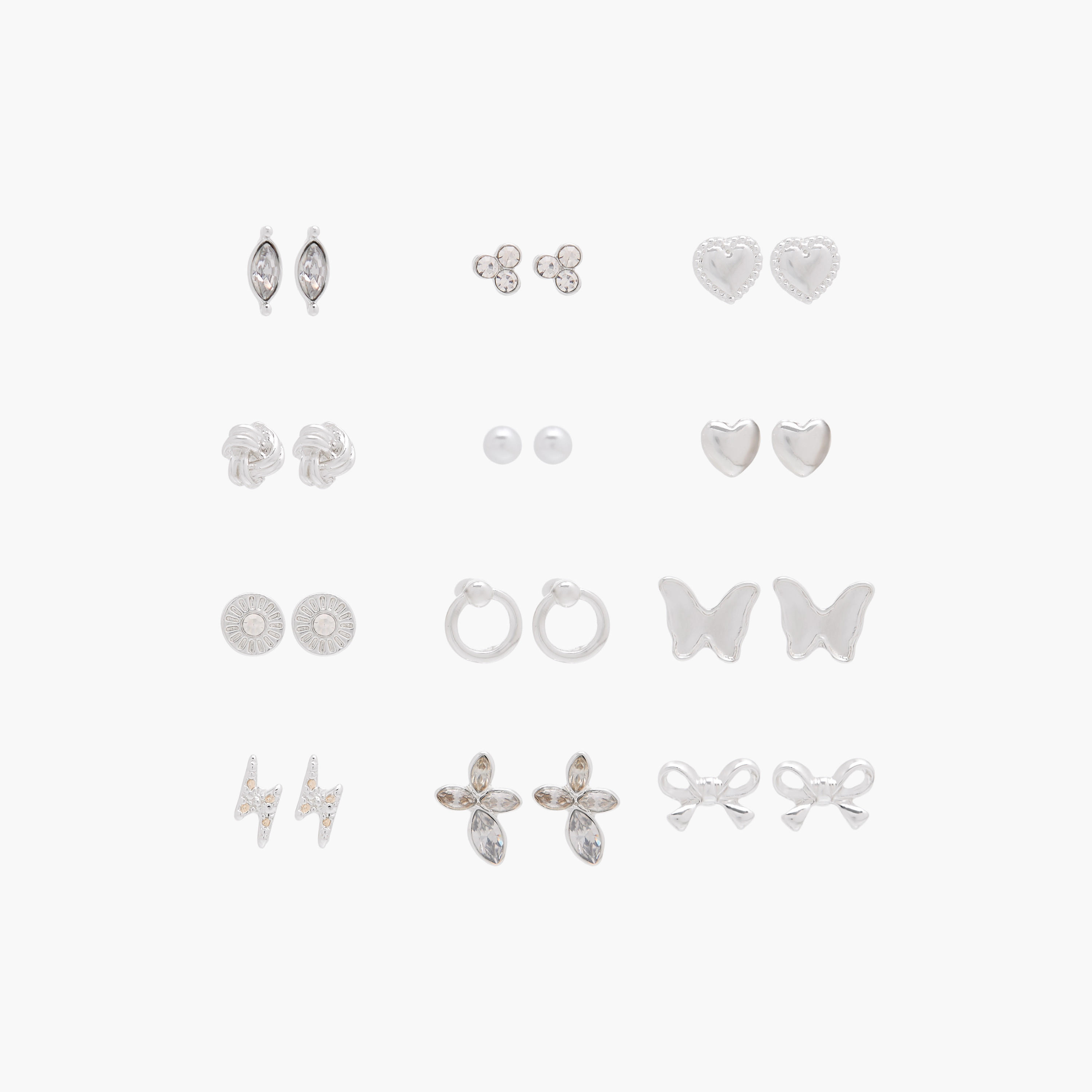 Gloo Pack of 12 Metallic Stud Earrings with Pushback Closure-women-watchesandjewellery-jewellery-earrings-image-1