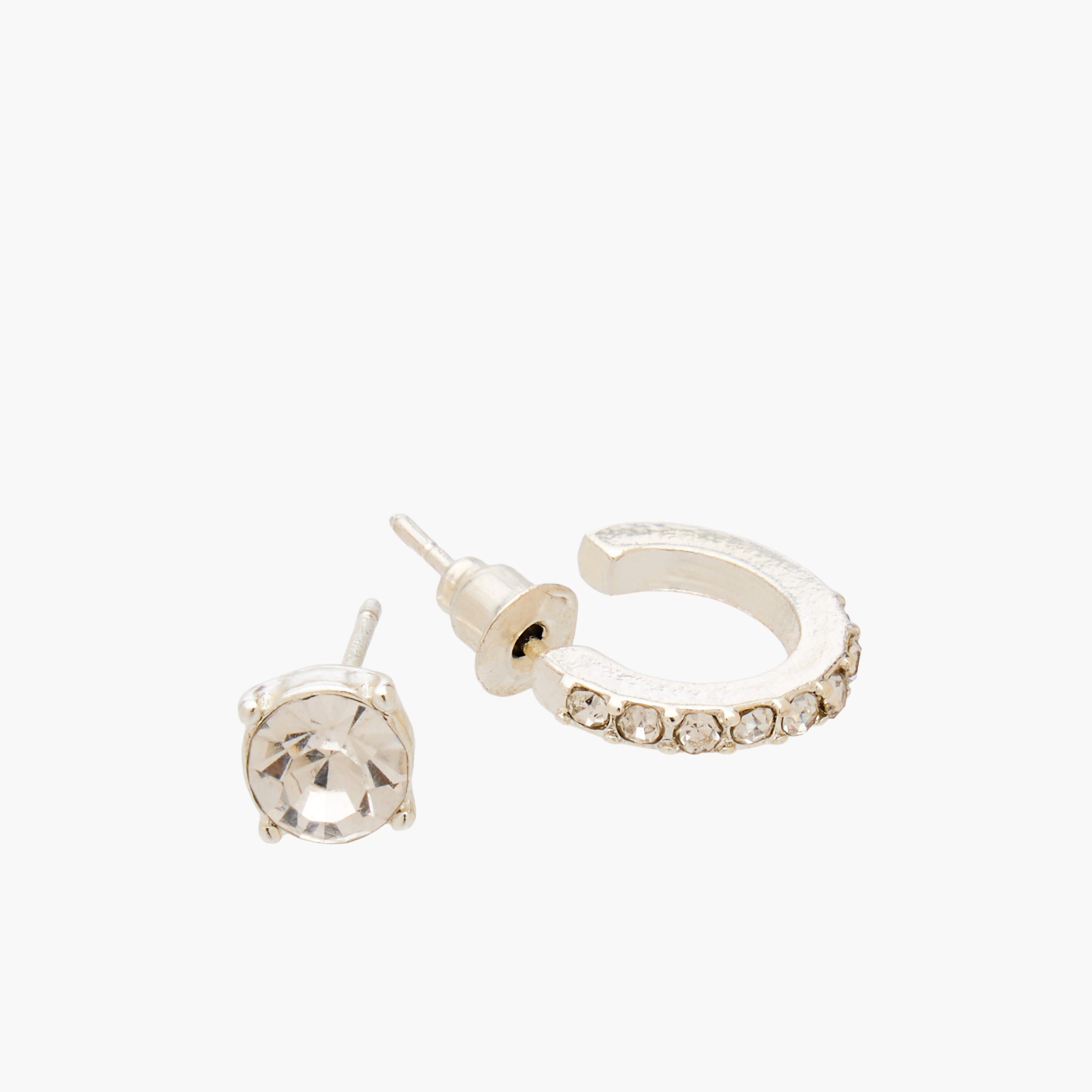 Gloo Pack of 12 Silver Finish Embellished Stud Earrings with Pushback Closure-women-watchesandjewellery-jewellery-earrings-image-4