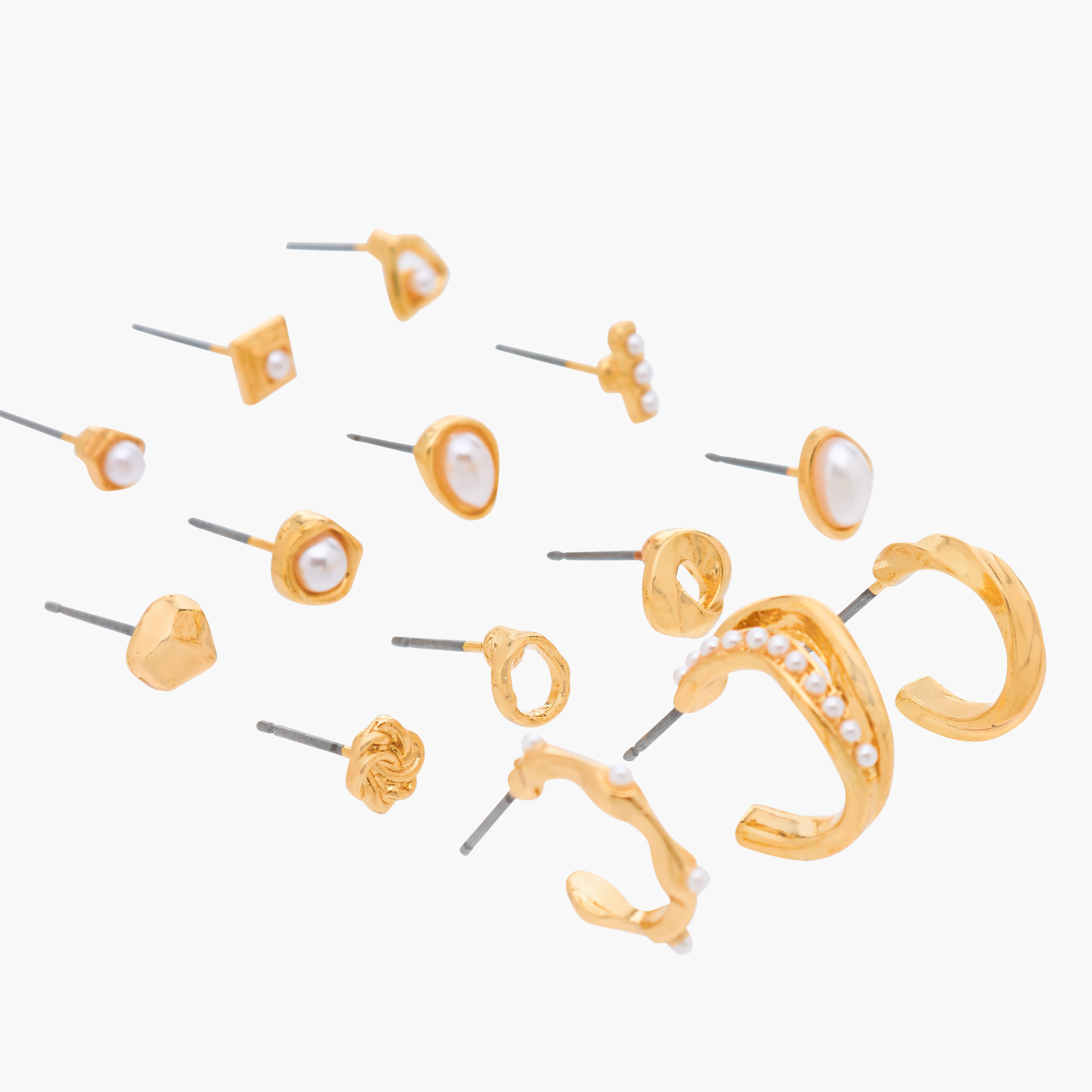 Gloo Pack of 15 Metallic Assorted Earrings with Pushback Closure-women-watchesandjewellery-jewellery-earrings-image-3