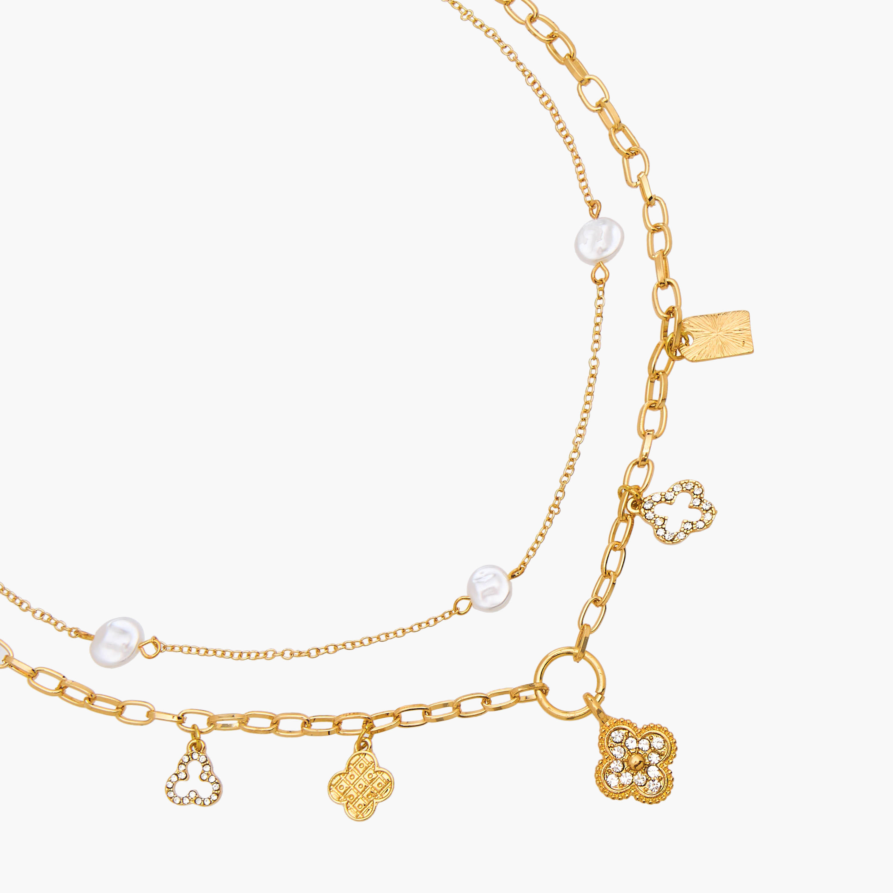 Gloo Metal Layered Necklace with Lobster Clasp Closure-women-watchesandjewellery-jewellery-necklacesandpendants-image-2