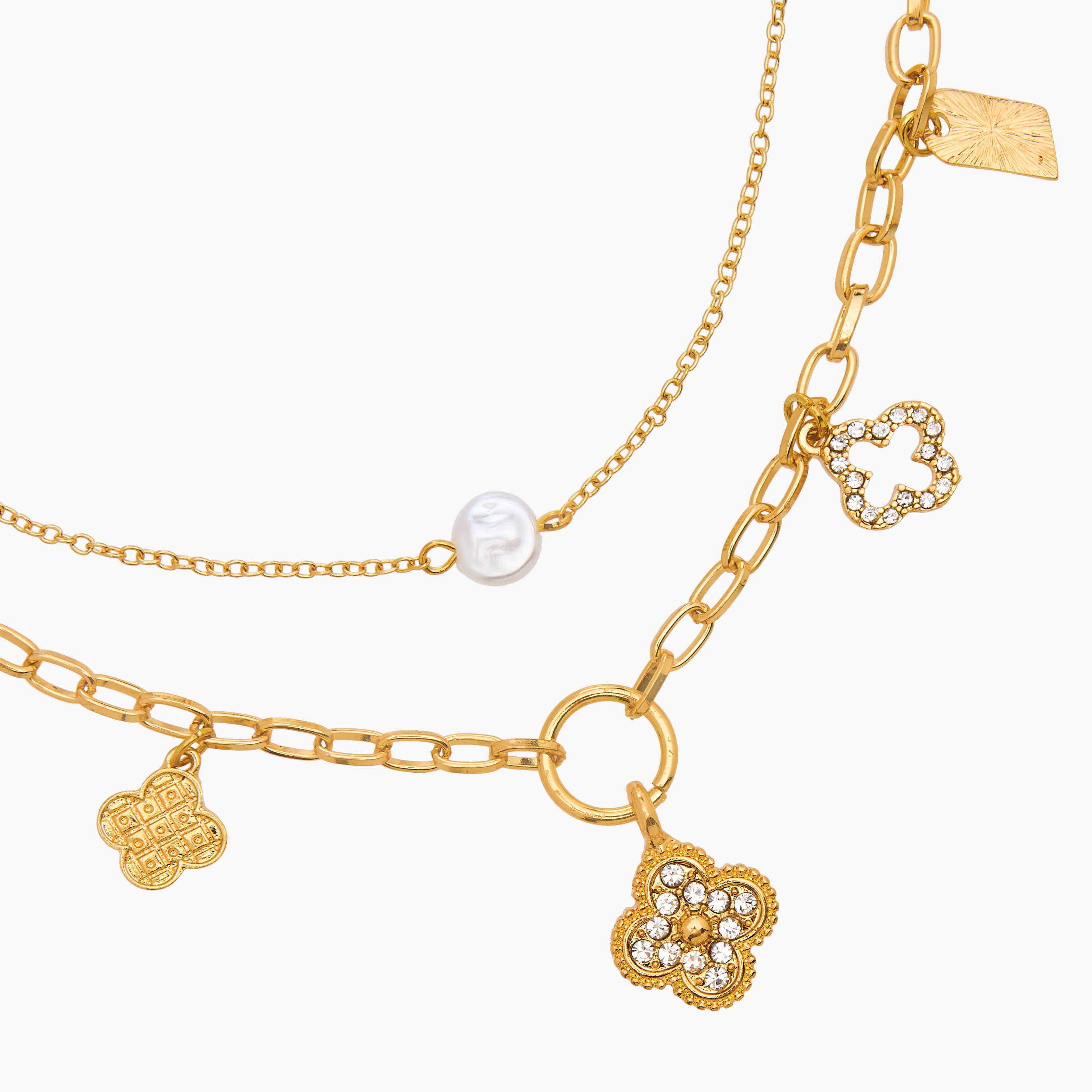 Gloo Metal Layered Necklace with Lobster Clasp Closure-women-watchesandjewellery-jewellery-necklacesandpendants-image-3