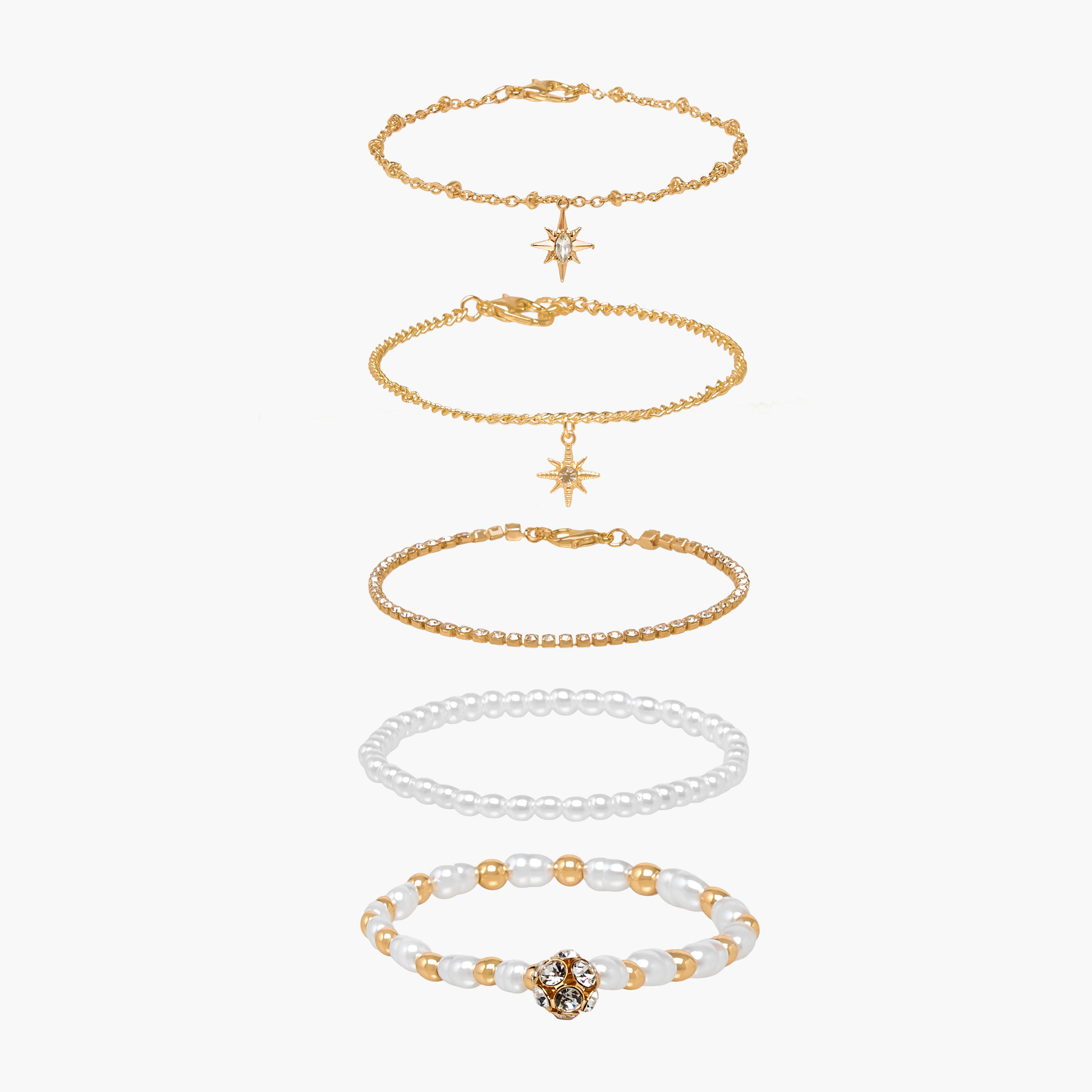 Gloo Pack of 5 Metallic Embellished Bracelet-women-watchesandjewellery-jewellery-banglesandbracelets-image-1