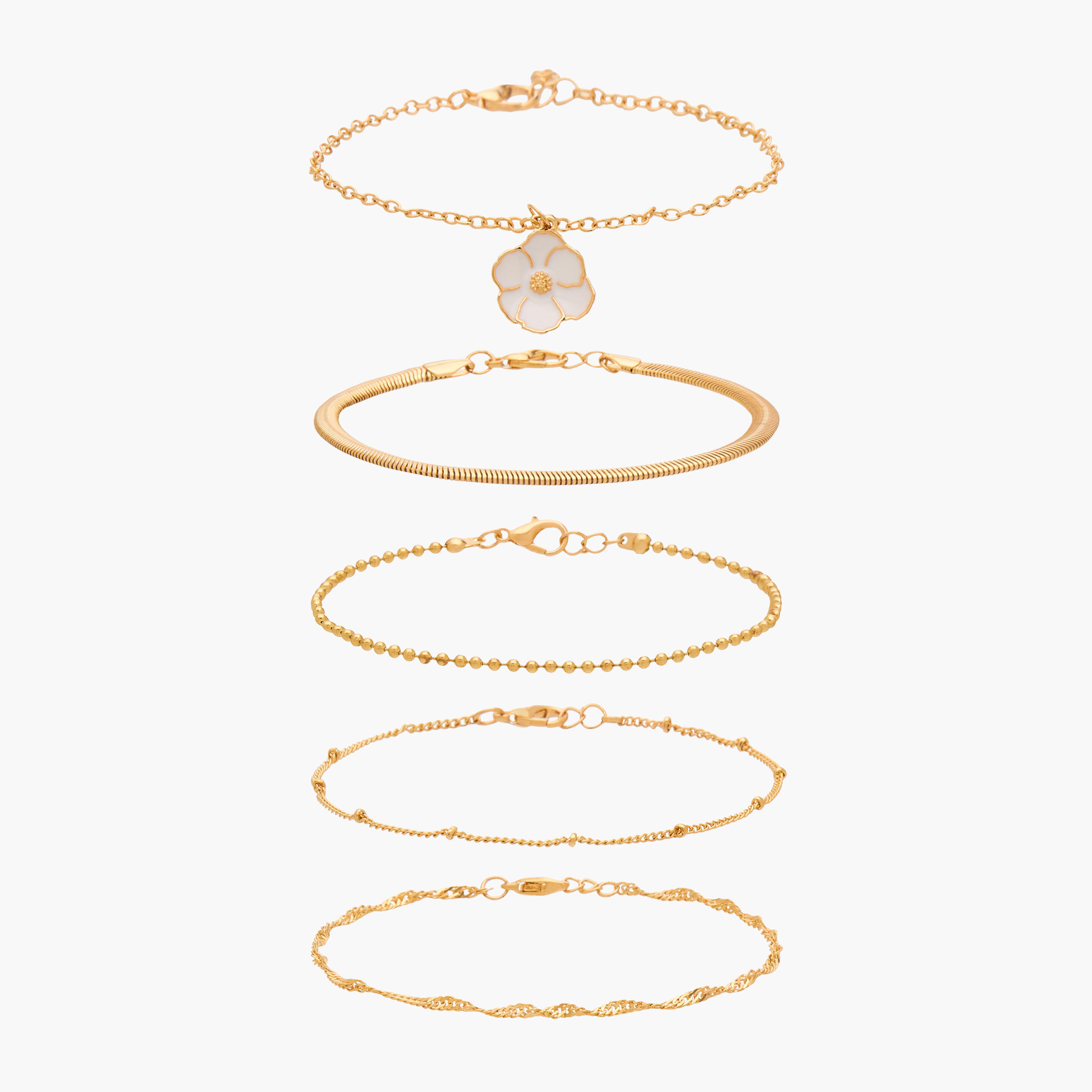 أساور سلسلة معدن من جلو - عبوة 5 قطع-women-watchesandjewellery-jewellery-banglesandbracelets-image-1