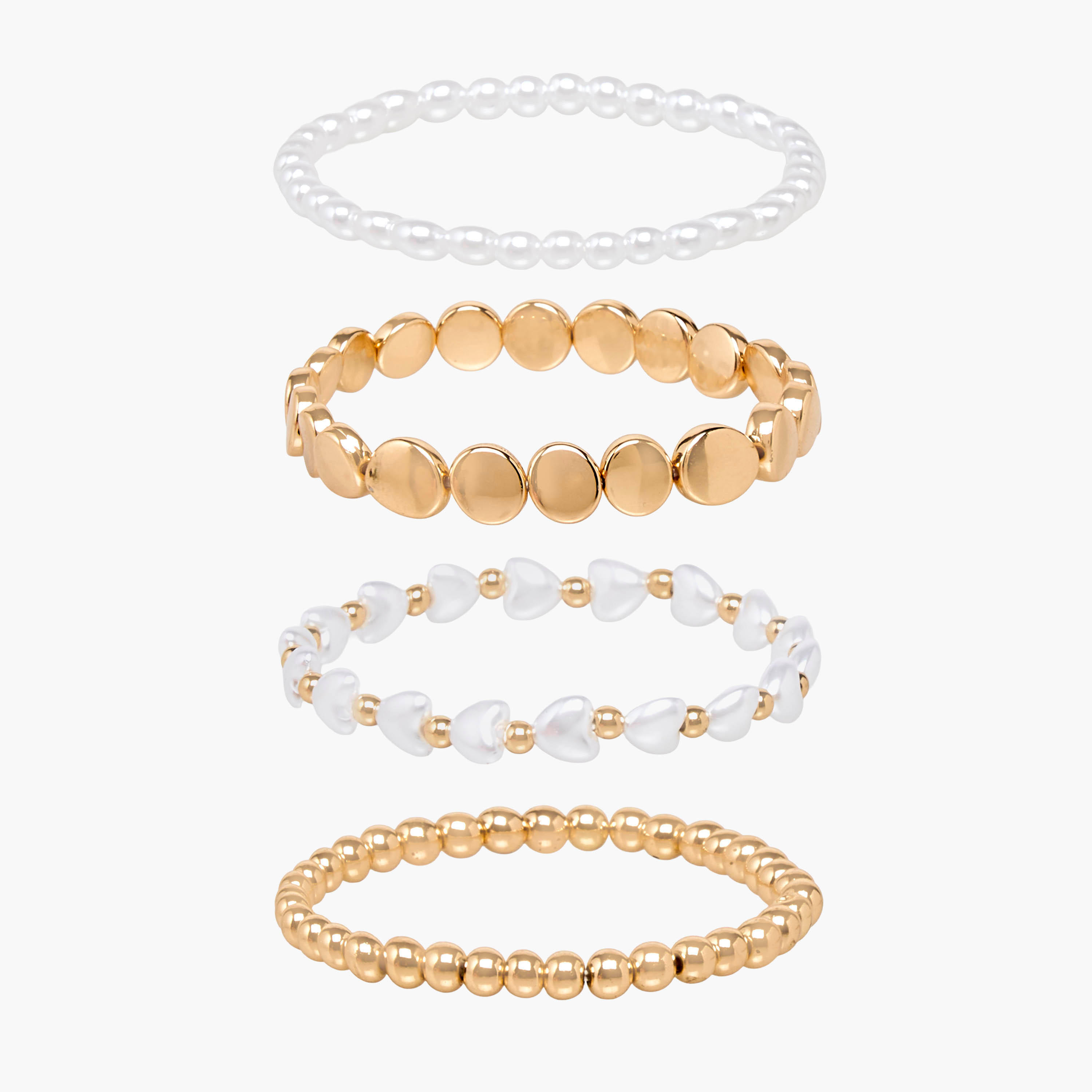 Gloo Pack of 4 Metallic Beaded Bracelet-women-watchesandjewellery-jewellery-banglesandbracelets-image-1
