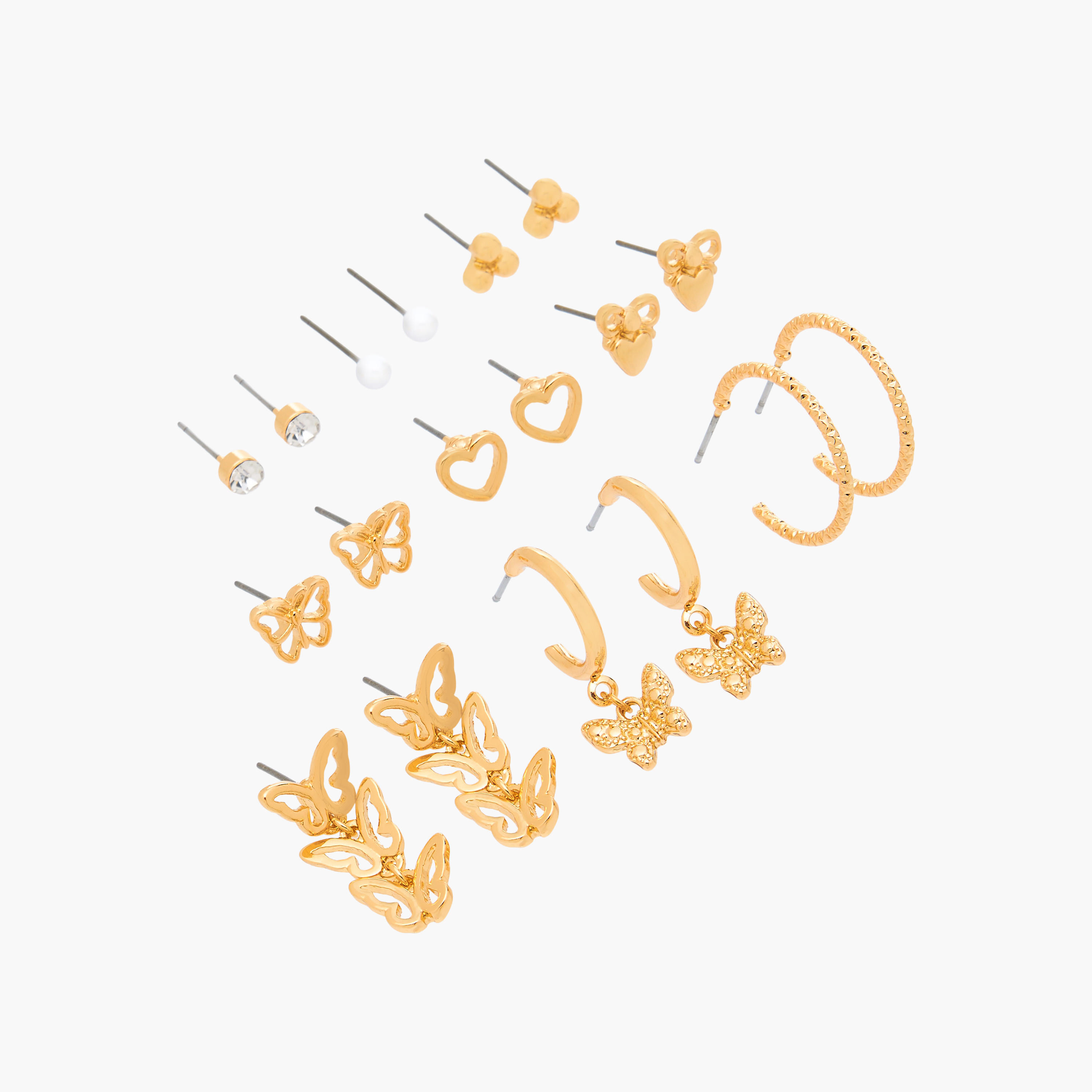 Gloo Pack of 9 Metallic Assorted Earrings with Pushback Closure-women-watchesandjewellery-jewellery-earrings-image-2