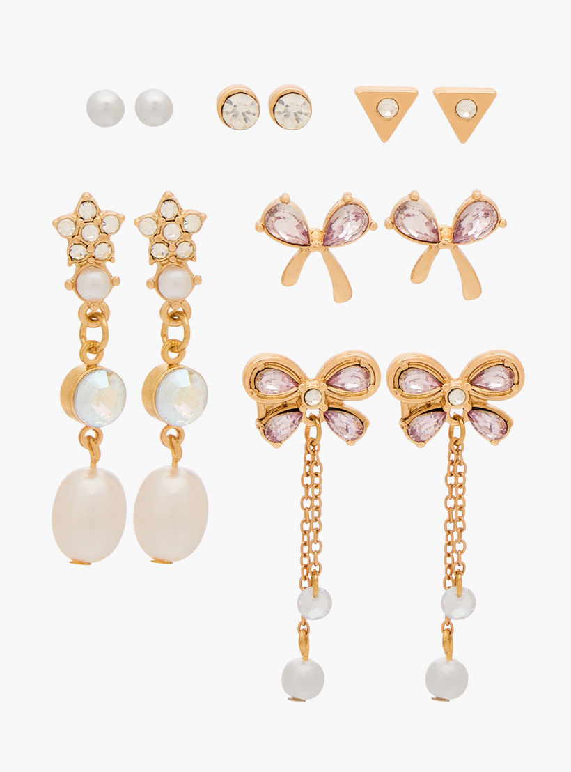 Gloo Pack of 6 Metallic Embellished Earrings with Pushback Closure-women-watchesandjewellery-jewellery-earrings-image-1