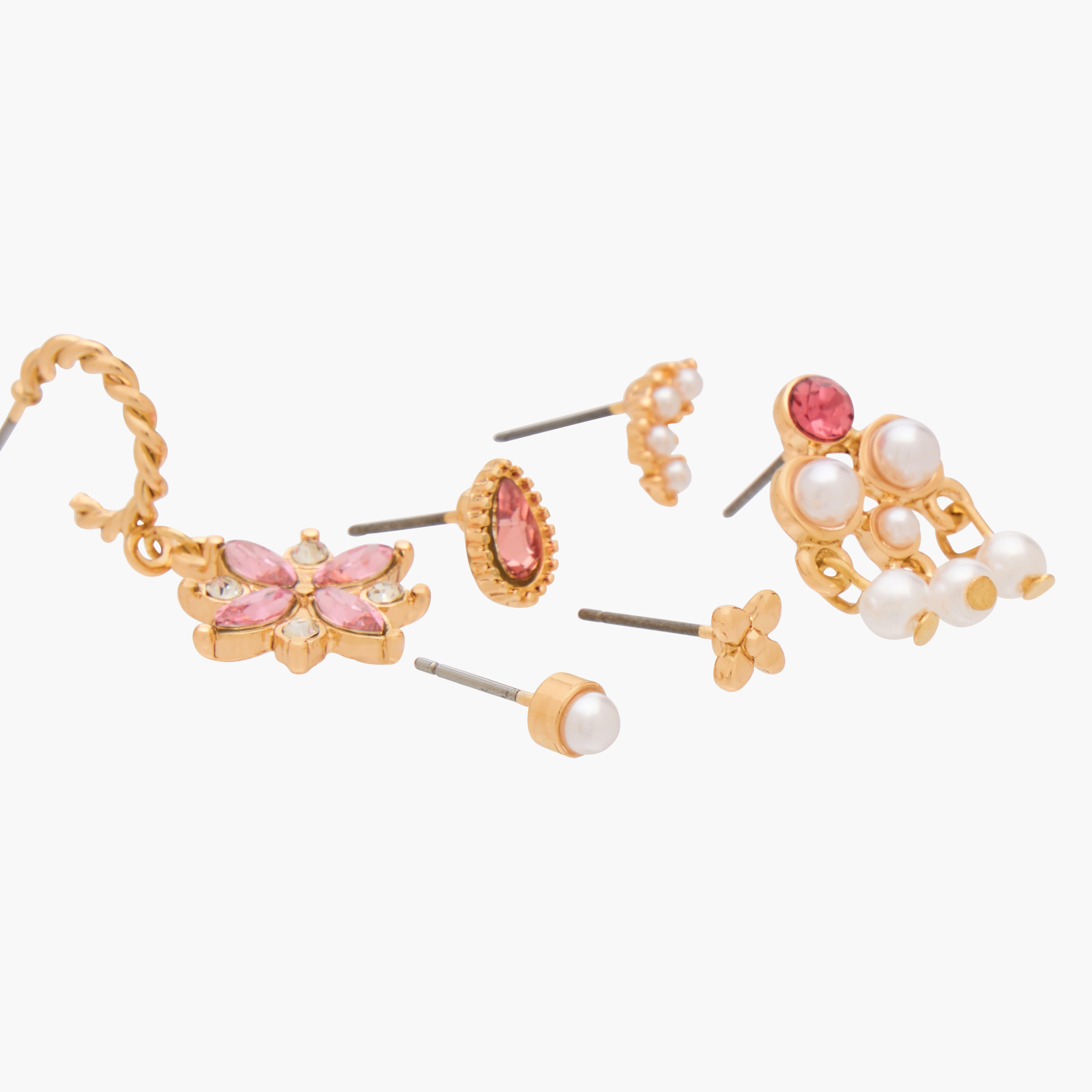 Gloo Pack of 6 Metallic Assorted Earrings with Pushback Closure-women-watchesandjewellery-jewellery-earrings-image-3